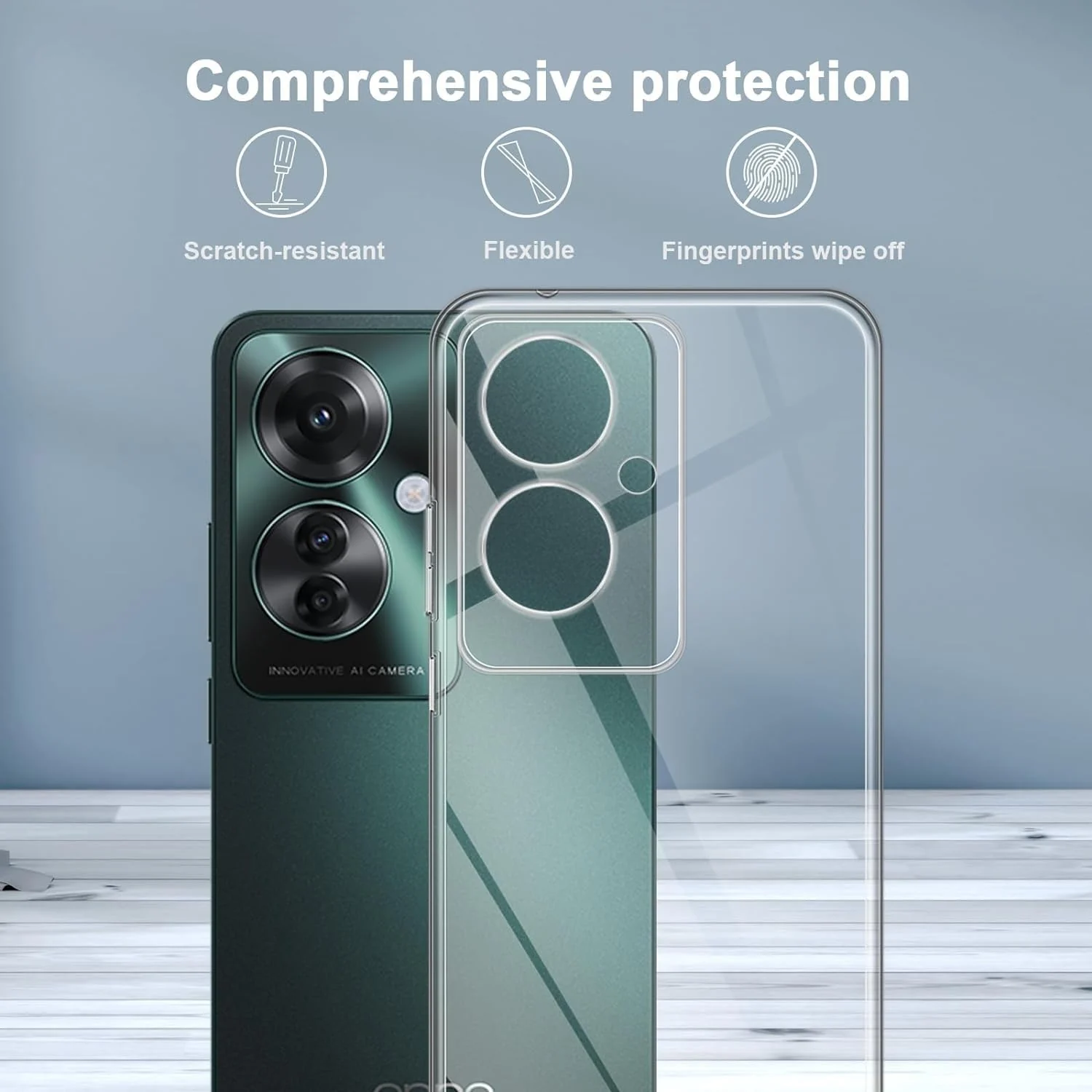 DL3 Mobilak Case Compatible with OPPO Reno11 F 5G / OPPO Reno 11F 5G Case Crystal Soft TPU Gel Case Flexible Silicone Anti-Scratch Camera Protection TPU Cover - Clear