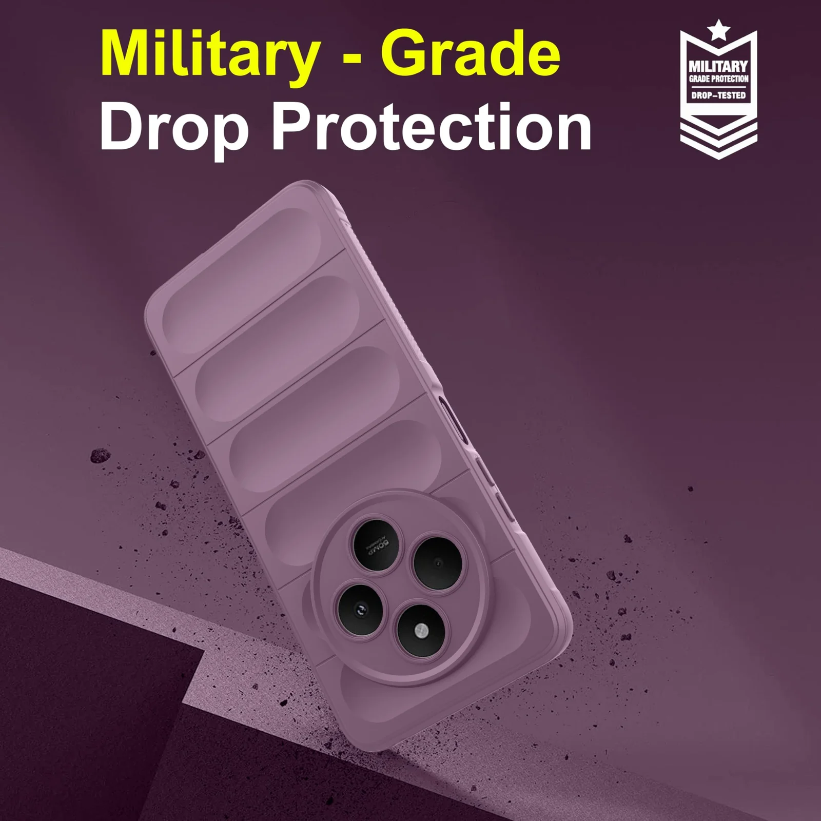 DL3 Mobilak Rugged Protective Case for Xiaomi Redmi 14C 4G / Poco C75, Camera protection, Shock-absorbing protection, Non-slip grip - Purple