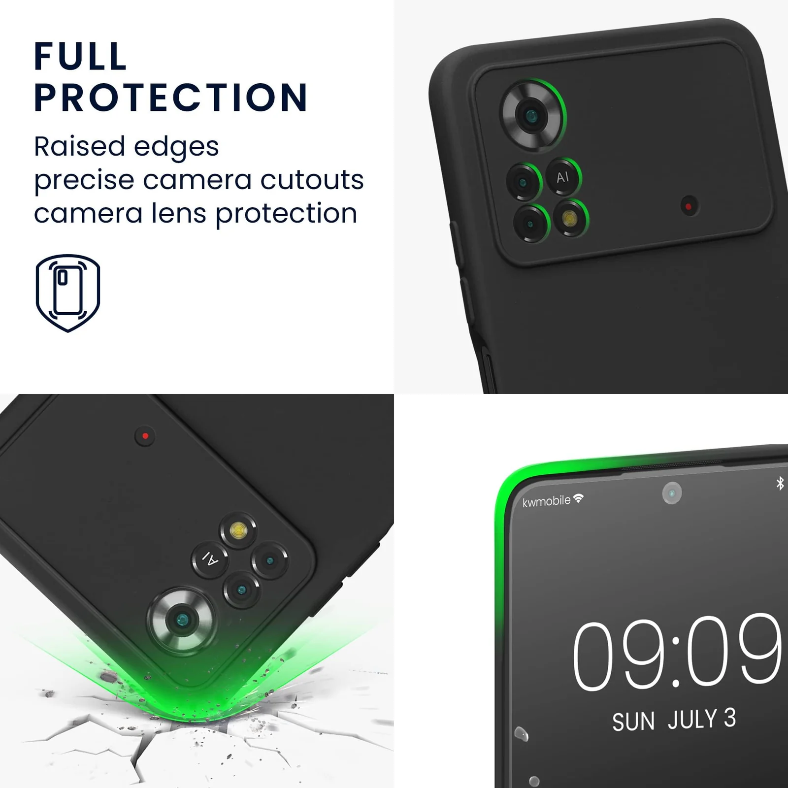 DL3 Mobilak Liquid Silicone Case for Xiaomi Poco X4 Pro 5G, Not compatible with MagSafe, Supports wireless charging, Camera protection - Black