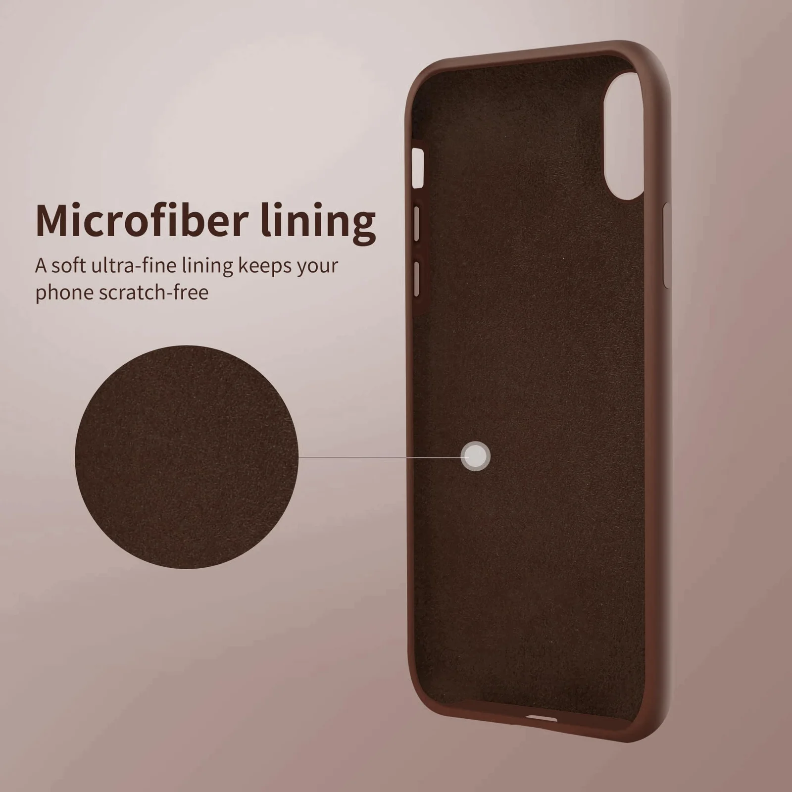 DL3 Mobilak Liquid Silicone Protective Case for iPhone X / iPhone XS with Camera Protection and Microfiber Lining - Brown