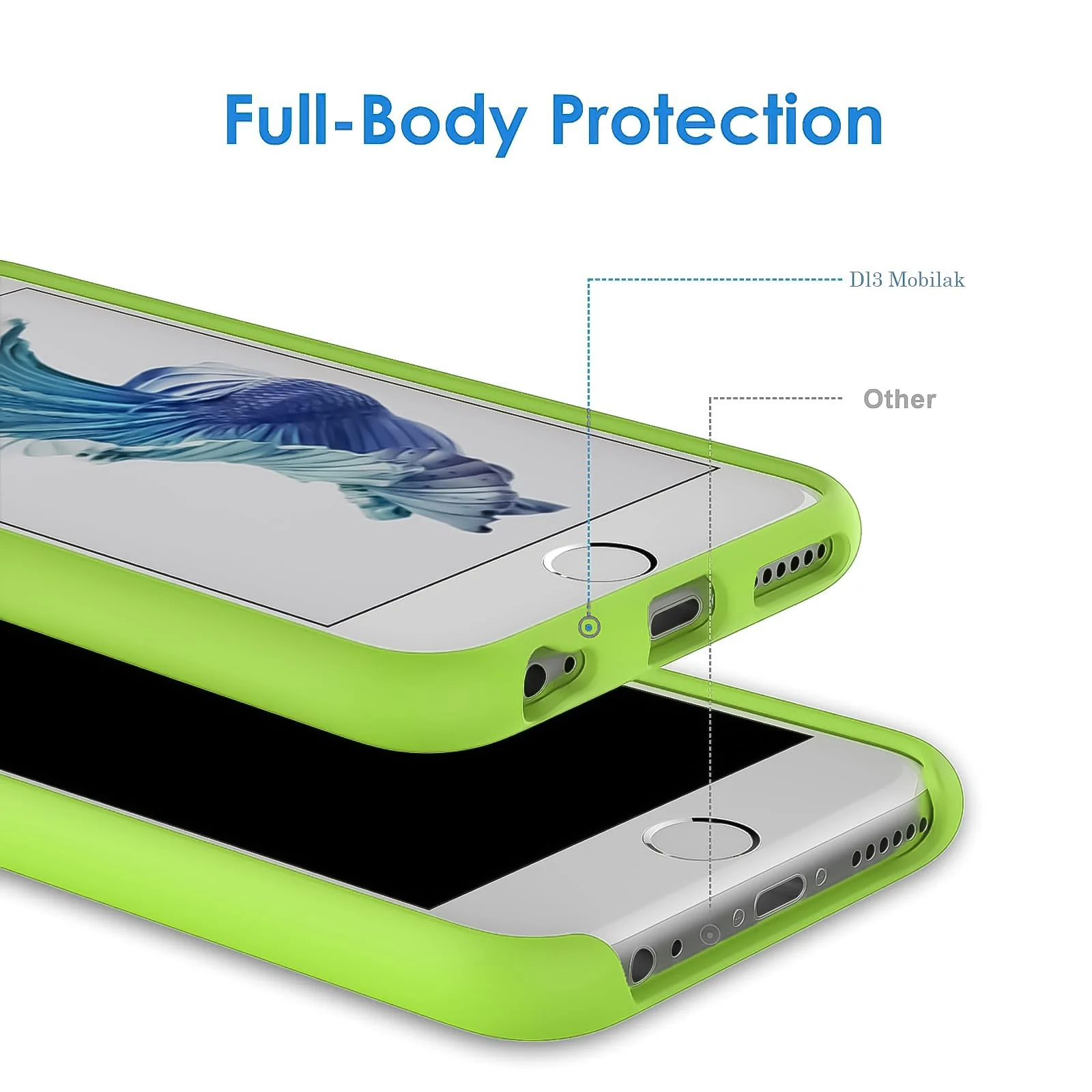 DL3 Mobilak Liquid Silicone Protective Case for iPhone 6 / 6S with Camera Protection and Microfiber Lining - Lemon