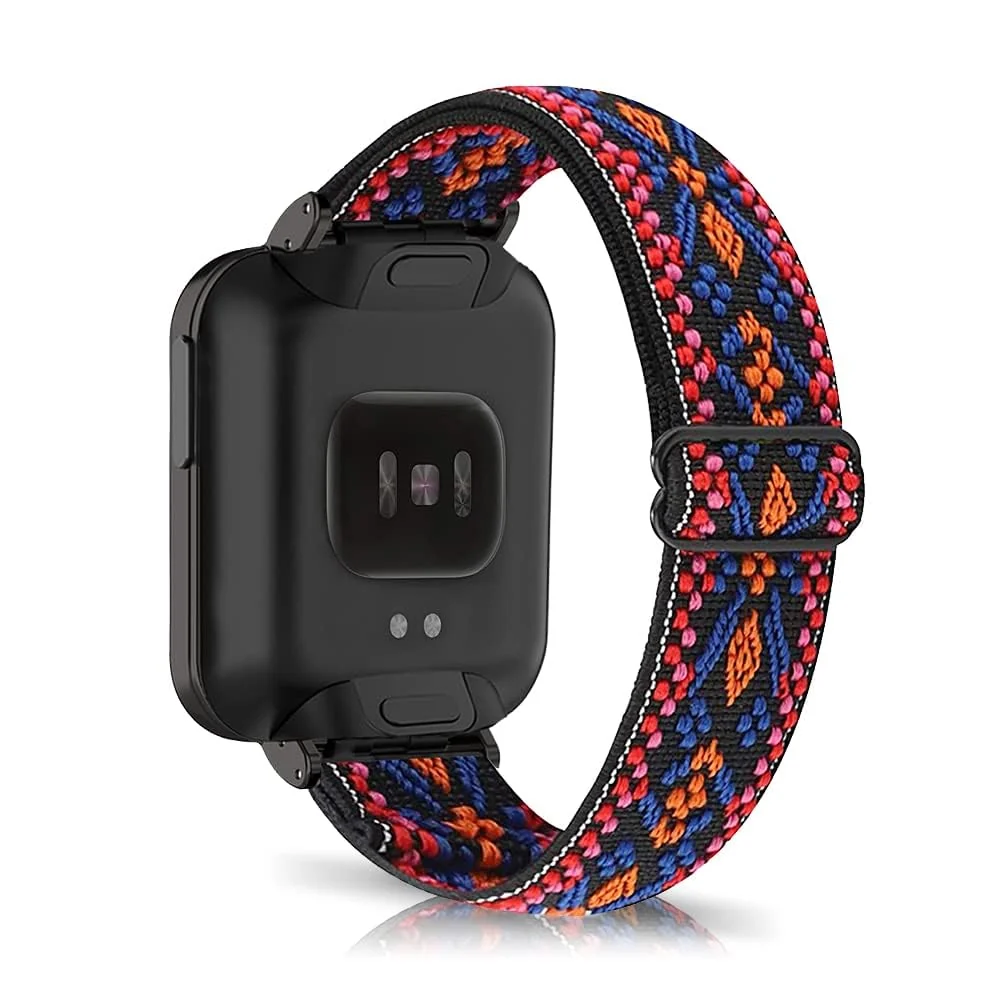 DL3 Mobilak Strap Compatible with Xiaomi Mi Watch Lite/Redmi Watch Bracelets, Nylon Replacement Strap Sport PU Protective Case + Watch Strap For Xiaomi Mi Watch Lite With Metal Cover - Bohemia Red