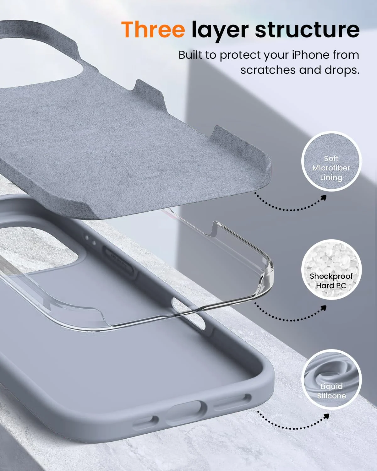DL3 Mobilak Compatible with iPhone 16 Pro 6.3-inch Case, Premium Liquid Silicone Case, Full Body Protective Cover, Shockproof, Slim Phone Case, Anti-Scratch Soft Microfiber Lining - A. Baby Blue