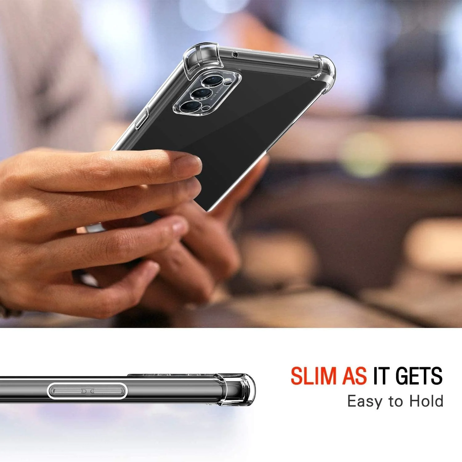 DL3 Mobilak Clear TPU Protective Case for OPPO Reno4 with Camera Protection and Shockproof Design - Clear
