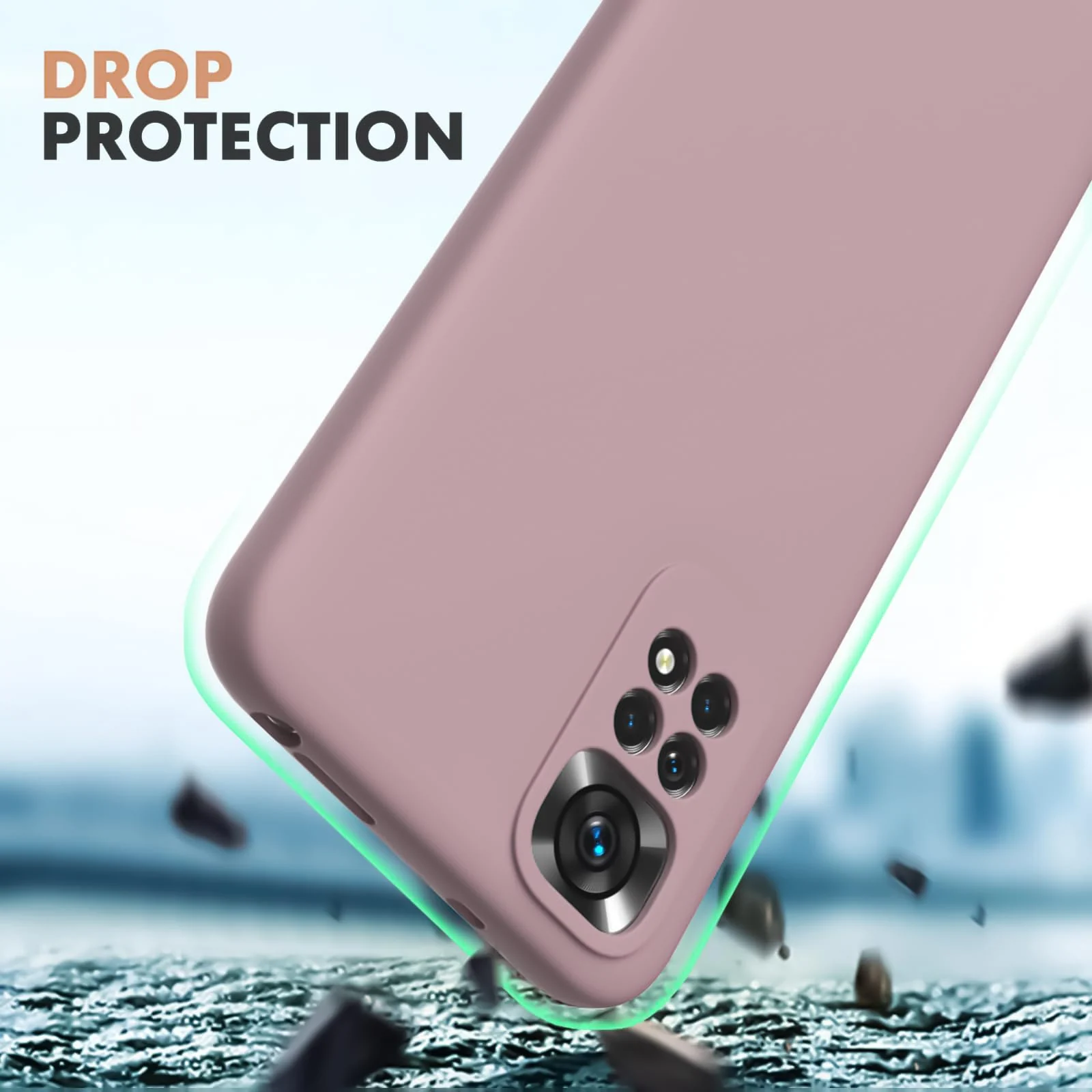 DL3 Mobilak Liquid Silicone Protective Case with Soft Microfiber Lining with Full Camera Protection for Xiaomi Redmi Note 12 Pro 4G / Redmi Note 11 Pro 4G&5G - Cashmere