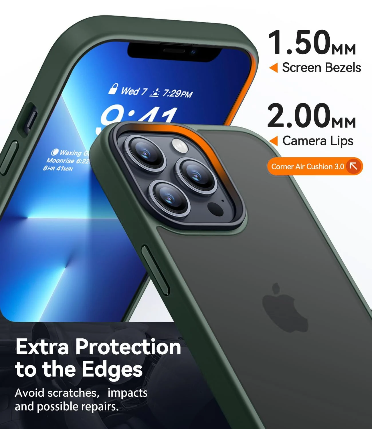 DL3 Mobilak Matte Protective Case for iPhone 13 Pro / iPhone 14 with Camera Protection and Shockproof Design - Army Green