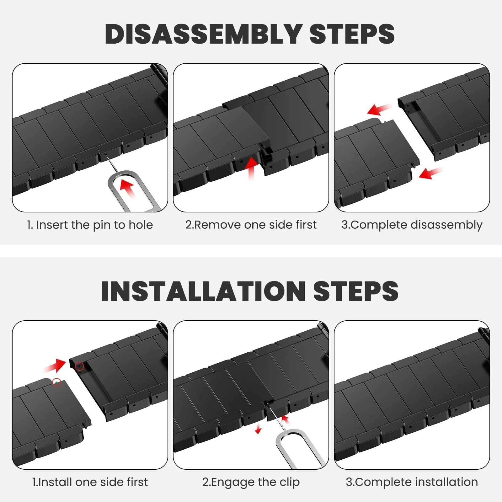 DL3 MOBILAK Band For Apple Watch Ultra Band 49mm 45mm 44mm 42mm 41mm 40mm 38mm, Metal Stainless Steel Strap for Apple Watch Series 8 Ultra 7 6 5 4 3 2 1 Se (42MM/44MM/45MM/49MM) - B.Black