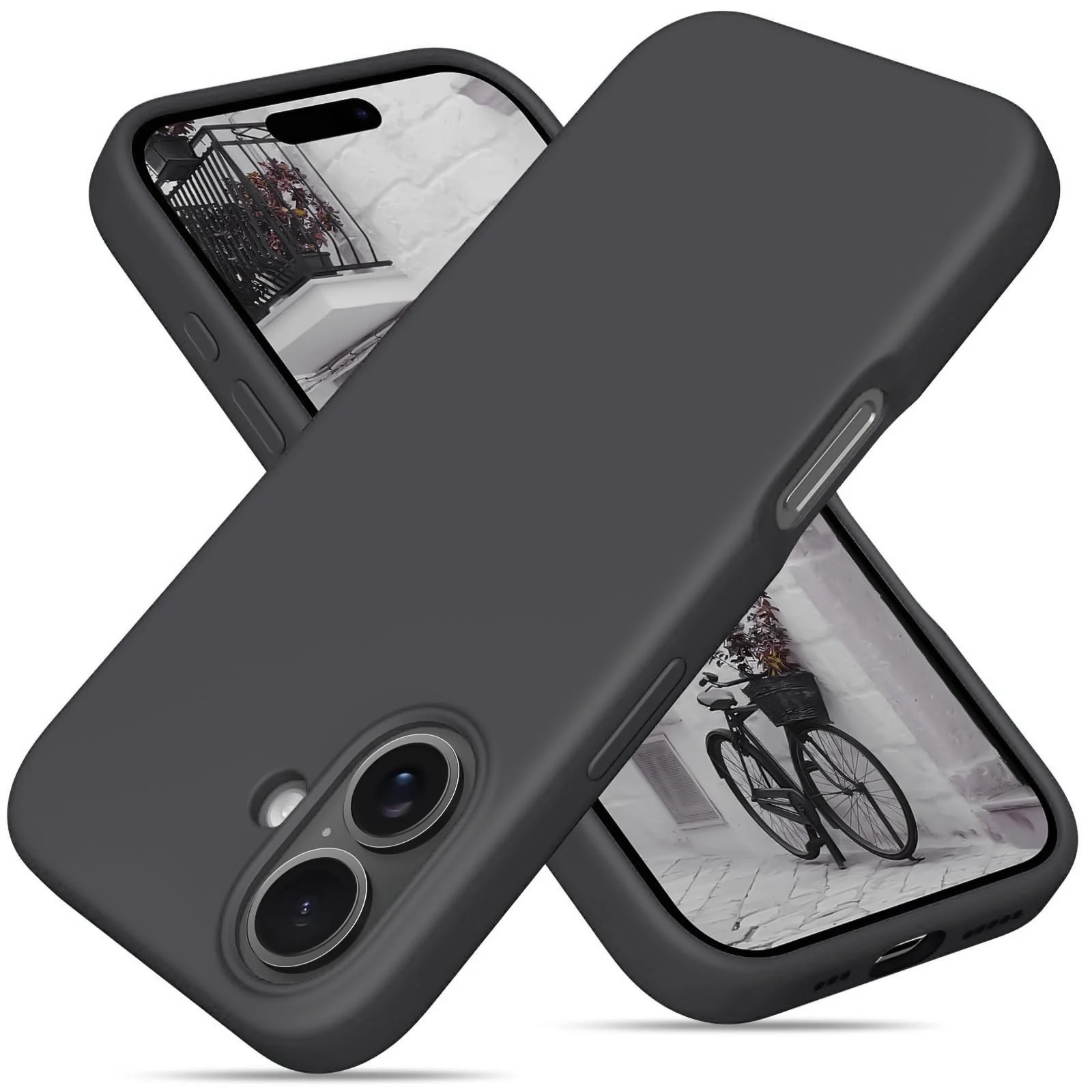 DL3 Mobilak Liquid Silicone Case for iPhone 16 + Plus 6.7-Inch, Supports wireless charging, Shock-absorbing protection, Scratch-resistant surface - Midnight Blue