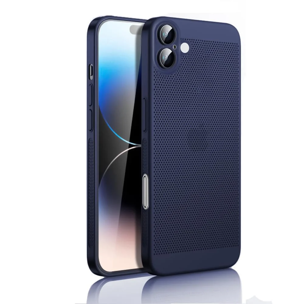 DL3 Mobilak Heat-Dissipation Hard PC Case with Built-In Camera Lens Protector for iPhone 16 Plus 6.7-Inch - Blue