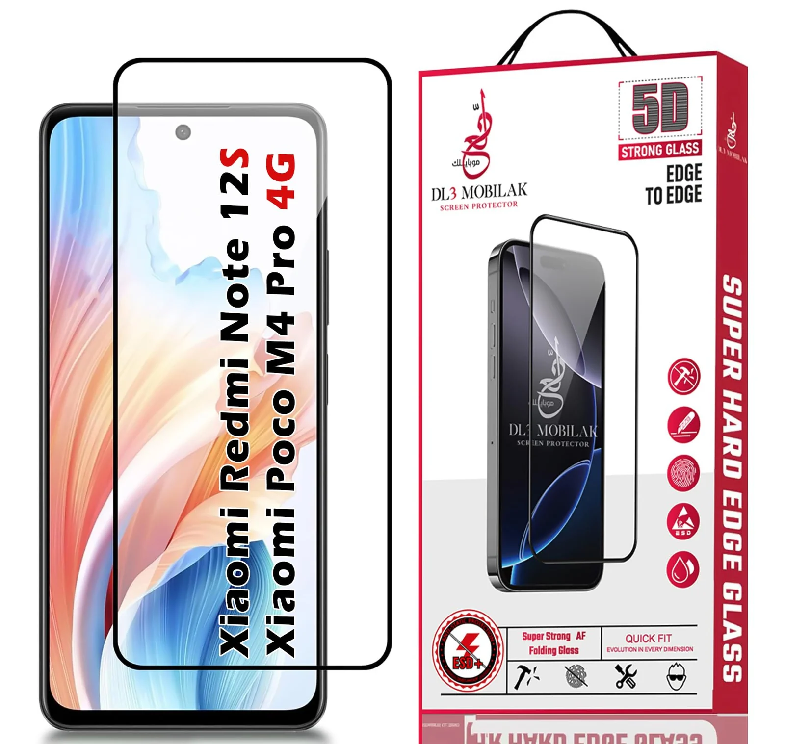DL3 Mobilak for Xiaomi Redmi Note 12S/Xiaomi Poco M4 Pro 4G Tempered Glass Screen Protector, 9H Hardness Anti-Scratch Tempered Glass flim, Case Friendly, Anti-Scratch - Clear
