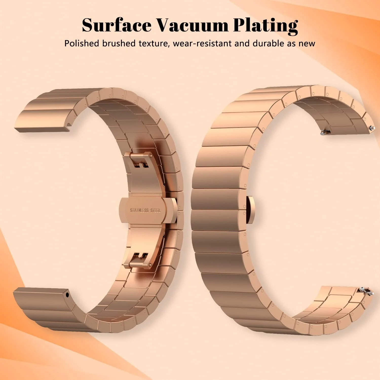 DL3 Mobilak Metal Bracelet Compatible with Xiaomi Redmi Watch 5 Active/Redmi Watch 5 Lite, 22mm Stainless Steel Replacement Band with Folding Clasp, Adjustable Replacement Bracelet Wristband - A. Rose Gold
