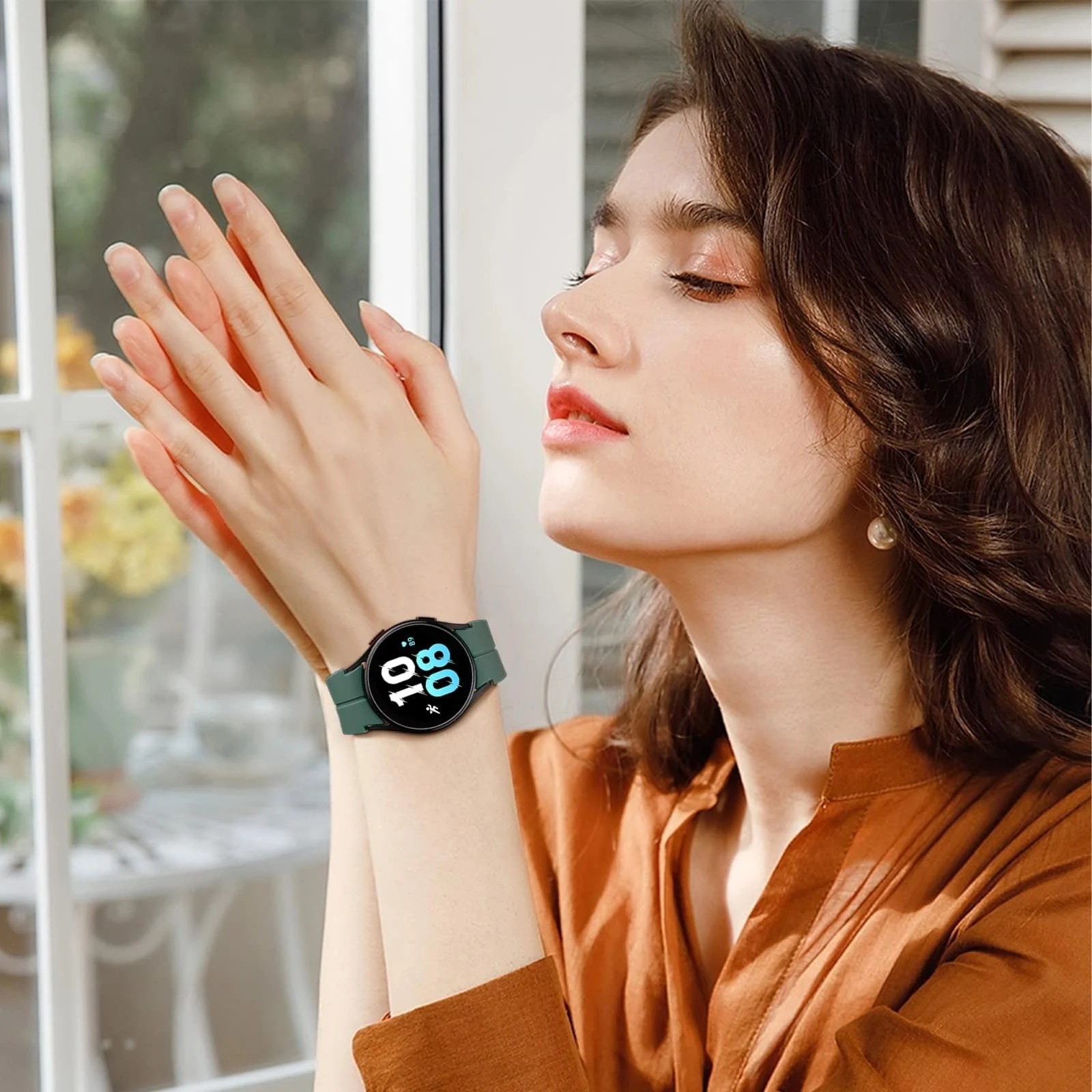 DL3 MOBILAK Magnetic for Samsung Galaxy Watch 6/5/4 Band 40mm 44mm/Galaxy Watch 6 Classic Bands 47mm 43mm/watch 4 Classic 46mm 42mm,Silicone Strap for Samsung Watch 5 Pro 45mm,No Gap Buckle - Pine Green