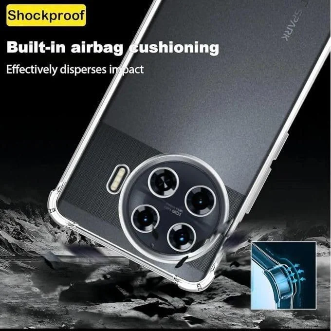 DL3 Mobilak Case Compatible with Tecno Spark 20 Pro Plus, Cover Silicone TPU Gorilla Anti-shock Protector Camera Shockproof Corners - Clear