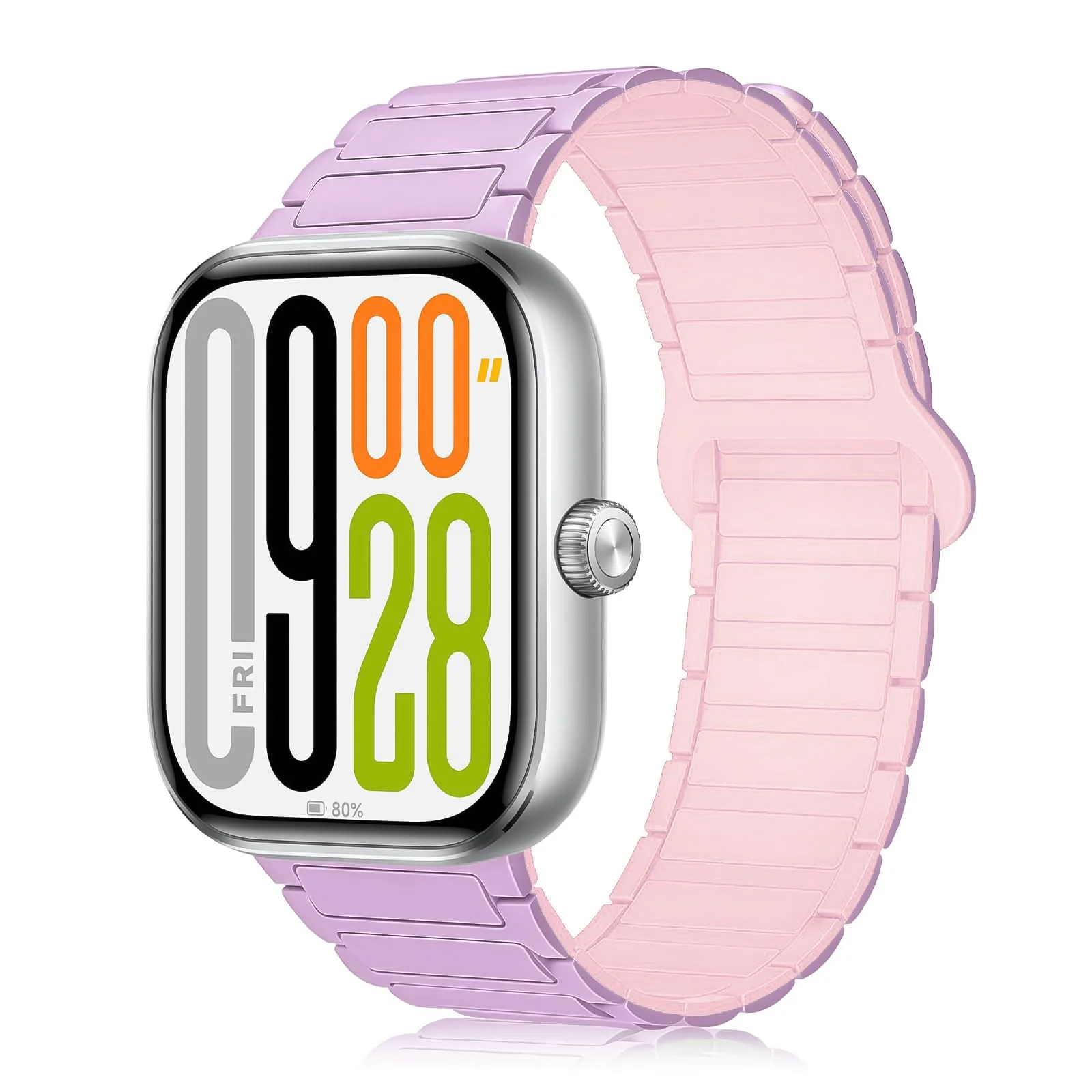 DL3 Mobilak Magnetic Strap for Redmi Watch 4/5/6/Xiaomi Smart Band 8 Pro/Band 9 Pro Replacement Straps Strong Silicone, Easy to Wear, Waterproof, Sporty, Daily Wear Watchbands for Men and Women - Purple | Pink