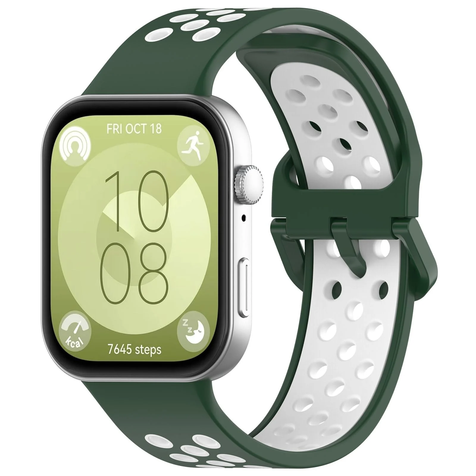 DL3 Mobilak Silicone Strap for Huawei Watch Fit 3, [Breathable] Soft Silicone Sport Wristband Bracelet Replacement Strap, Two-tone Strap, Adjustable Design, for Huawei Watch Fit3 - Green White