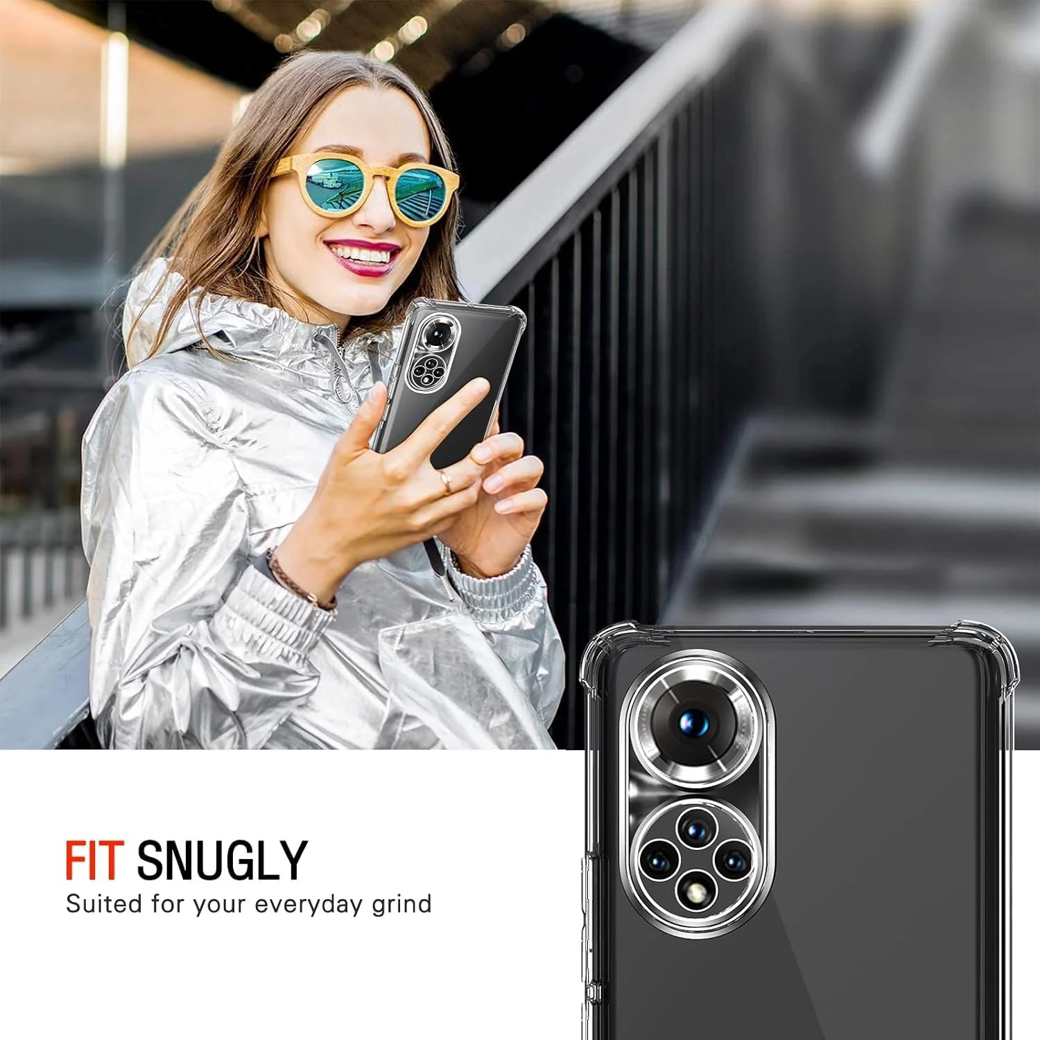 DL3 Mobilak Clear TPU Protective Case for Honor 50 / Huawei Nova 9 with Camera Protection and Shockproof Design - Clear