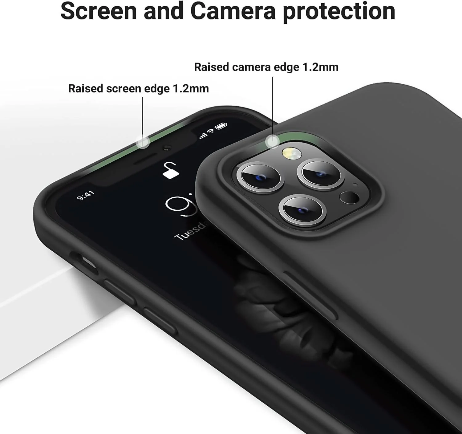 DL3 Mobilak Liquid Silicone Case for iPhone 14 Pro (6.1 Inch), Shock-absorbing protection, Scratch-resistant surface, Soft microfiber lining - Dark Gray