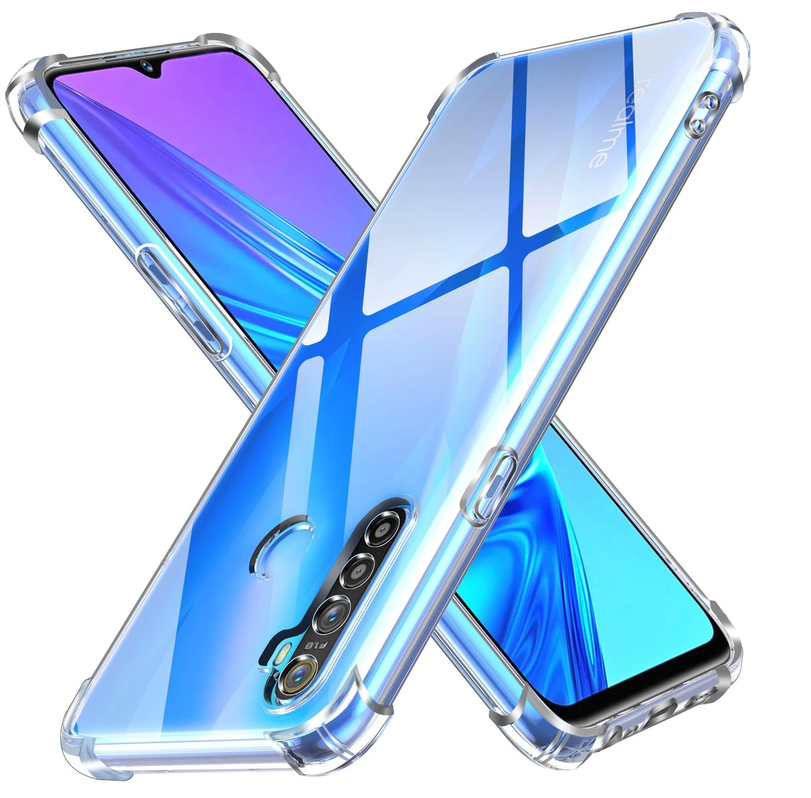 DL3 Mobilak Case Compatible with realme 5 Pro, Cover Silicone Transparent TPU Gorilla Anti-shock Protector Camera Shockproof Corners - Clear