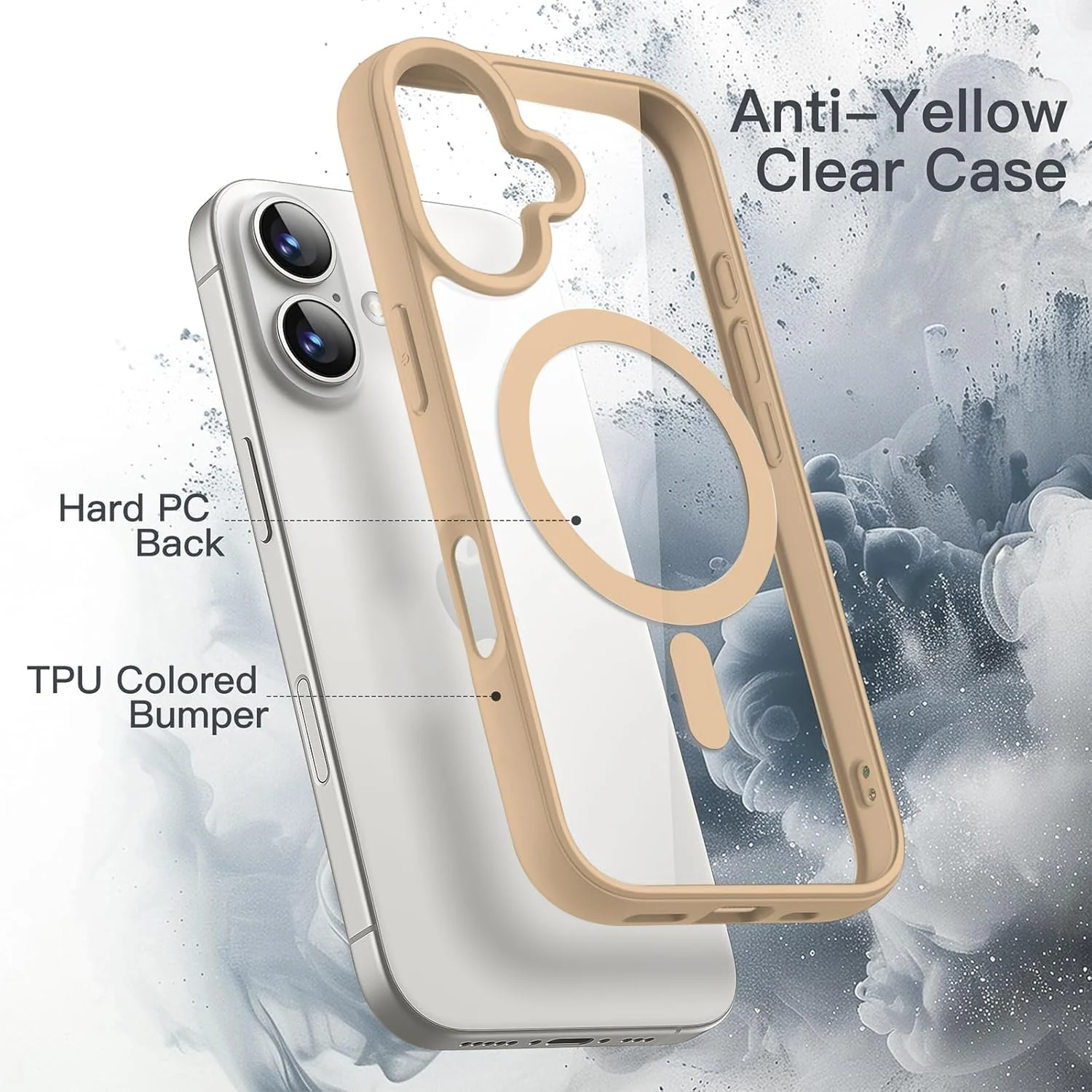 DL3 Mobilak Clear MagSafe-Compatible Magnetic Case for iPhone 16 with Military-Grade Protection - Desert