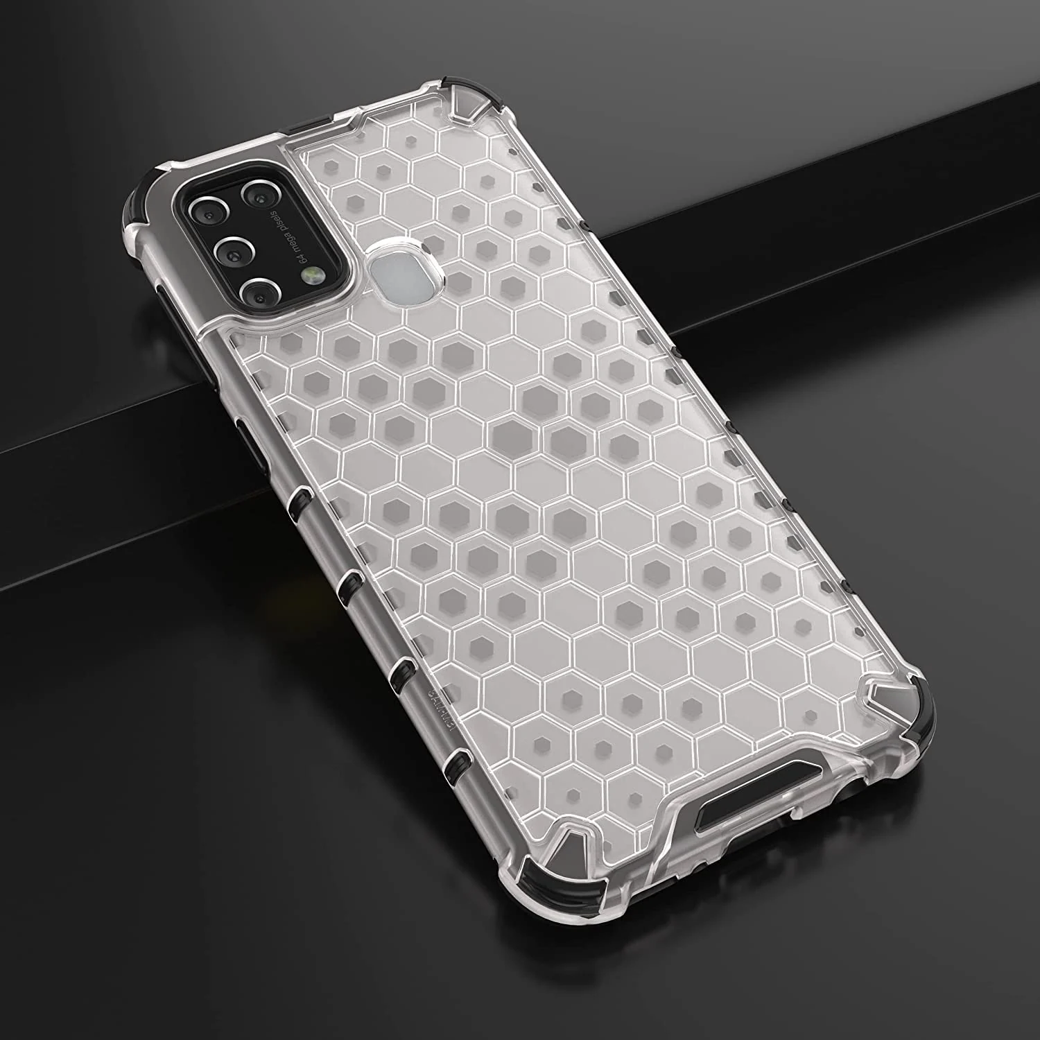 DL3 Mobilak Protective Case for Samsung Galaxy M31, [Honeycomb Design] Drop Protection, Ultra Thin TPU + PC Silicone, Shockproof Cover - Clear