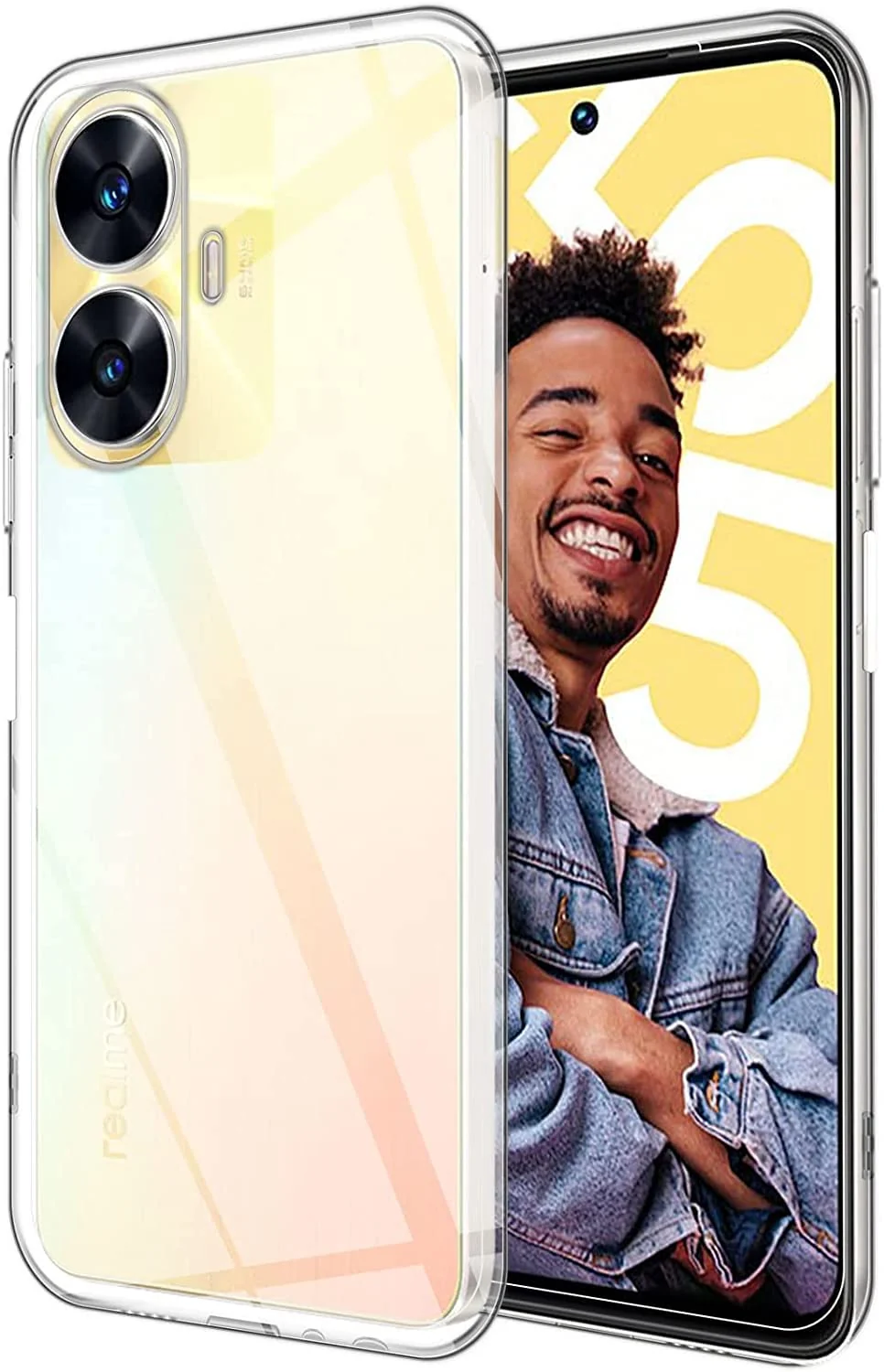 DL3 Mobilak Case Compatible with realme C55 Case Crystal Soft TPU Gel Case Flexible Silicone Anti-Scratch Camera Protection TPU Cover - Clear