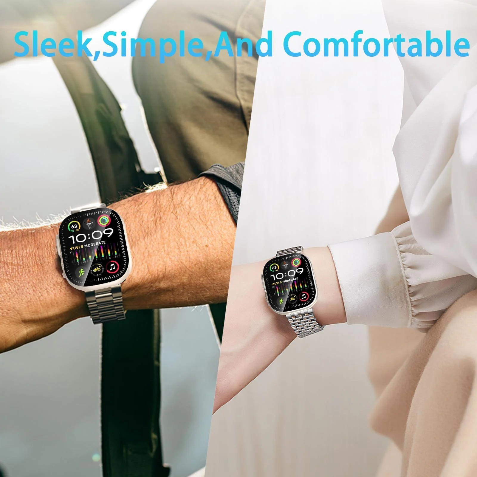 DL3 MOBILAK Full-Coverage Watch Case with Tempered Glass for Apple Watch Ultra 1 and 2 49MM - Starlight