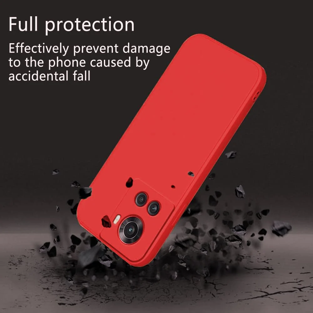 DL3 Mobilak Soft Silicone Protective Case for OnePlus 10R with Microfiber Lining and Shockproof Design - Red