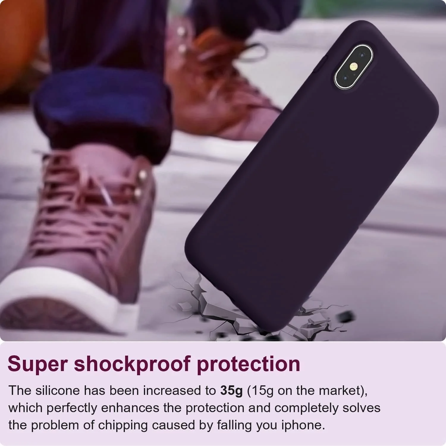 DL3 Mobilak Liquid Silicone Protective Case for iPhone XR with Camera Protection and Microfiber Lining - Deep Purple