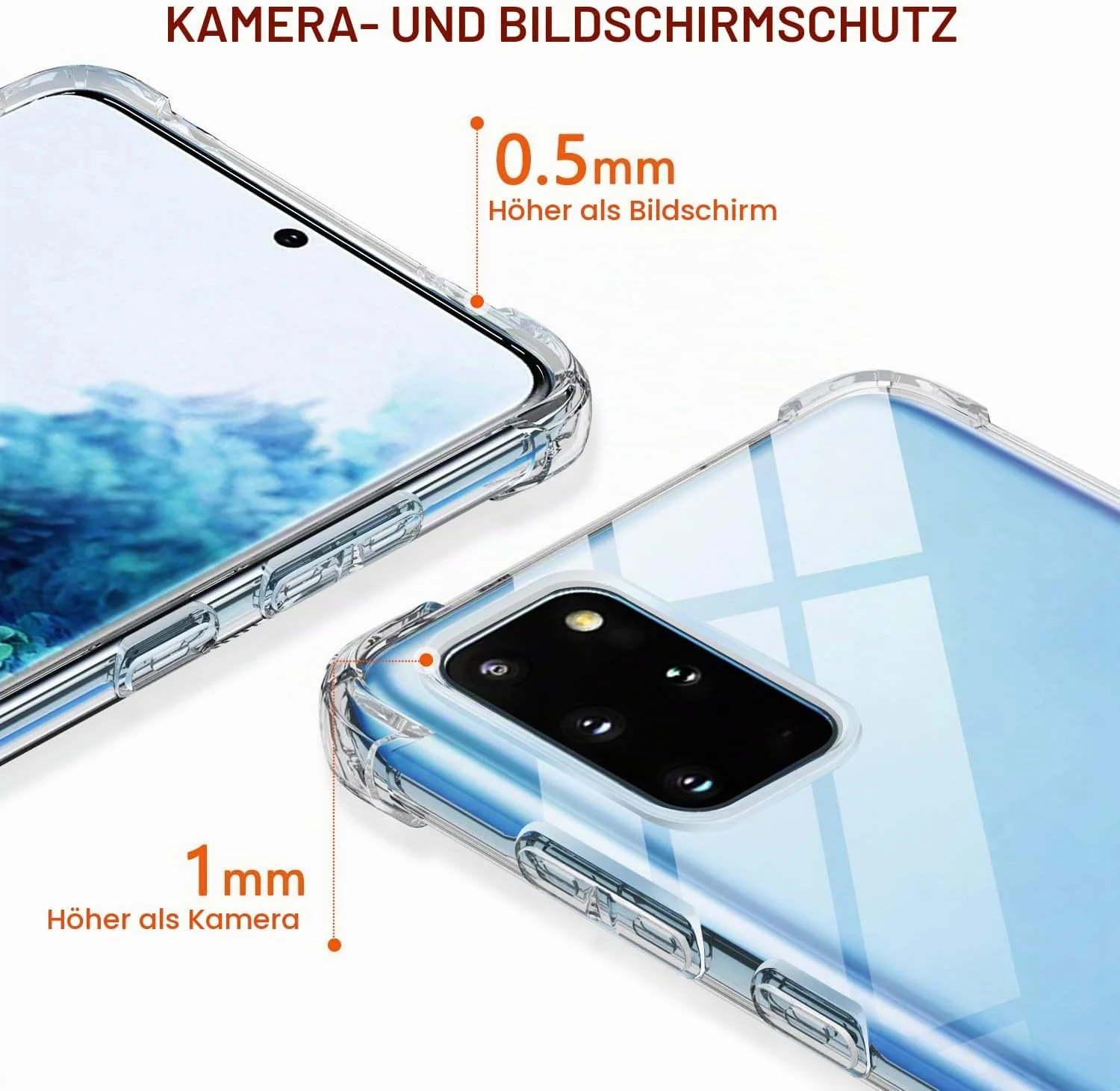 DL3 MOBILAK Anti-Shock Transparent TPU Phone Case for Samsung Galaxy S20 Plus 5G, Clear