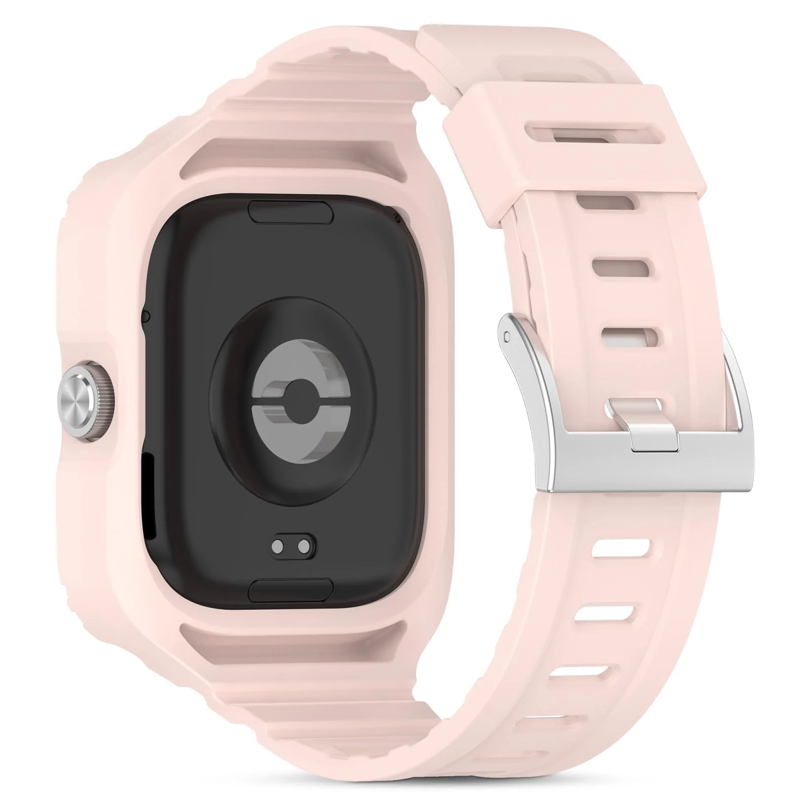DL3 Mobilak Strap With Cover Compatible with Xiaomi Redmi Watch 4, Silicone Sport Band Replacement Watchband with Bumper Case for Redmi Watch 4, Adjustable Wristband - Pink