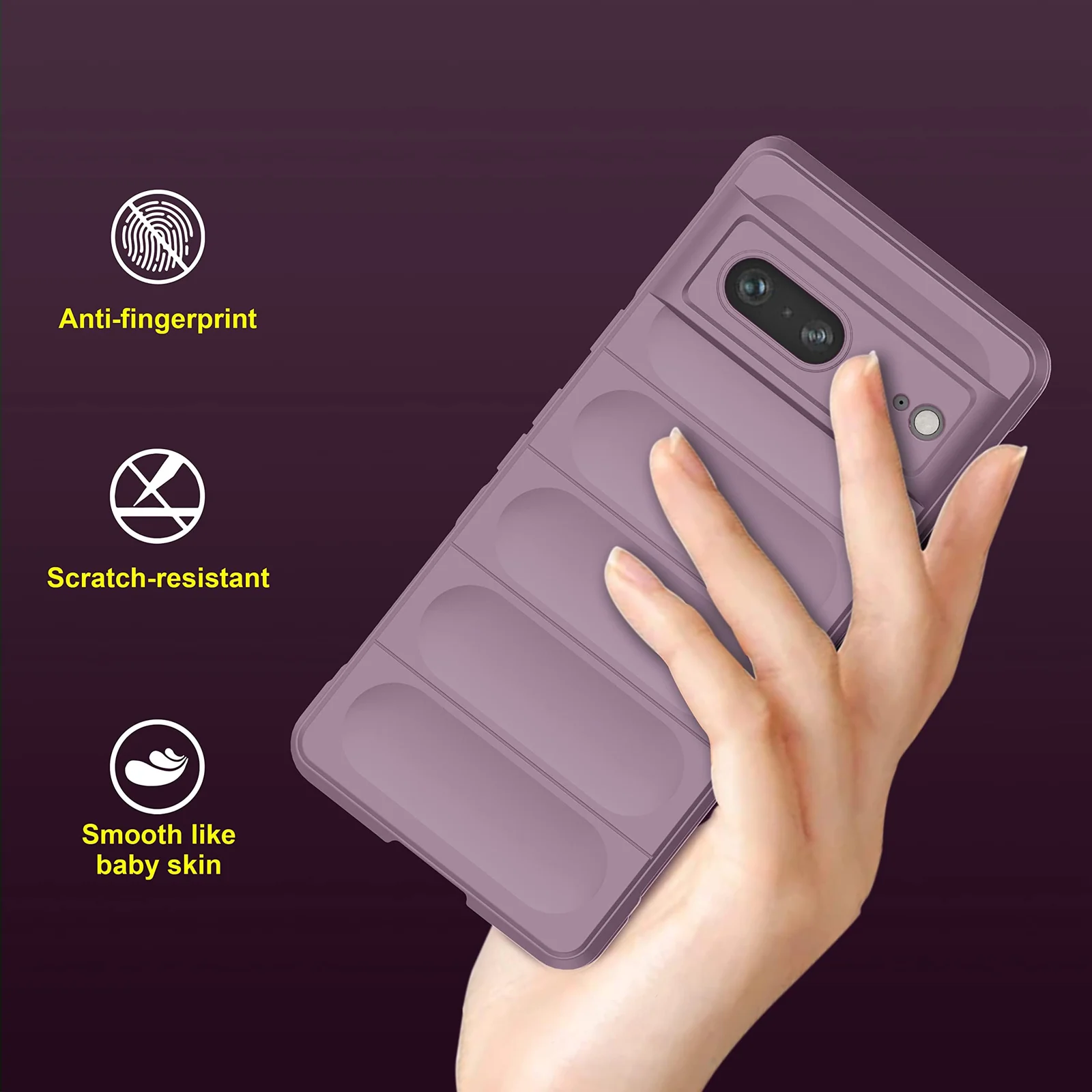 DL3 Mobilak Flexible Silicone and TPU Protective Case with Camera Protection for Google Pixel 7 - Purple