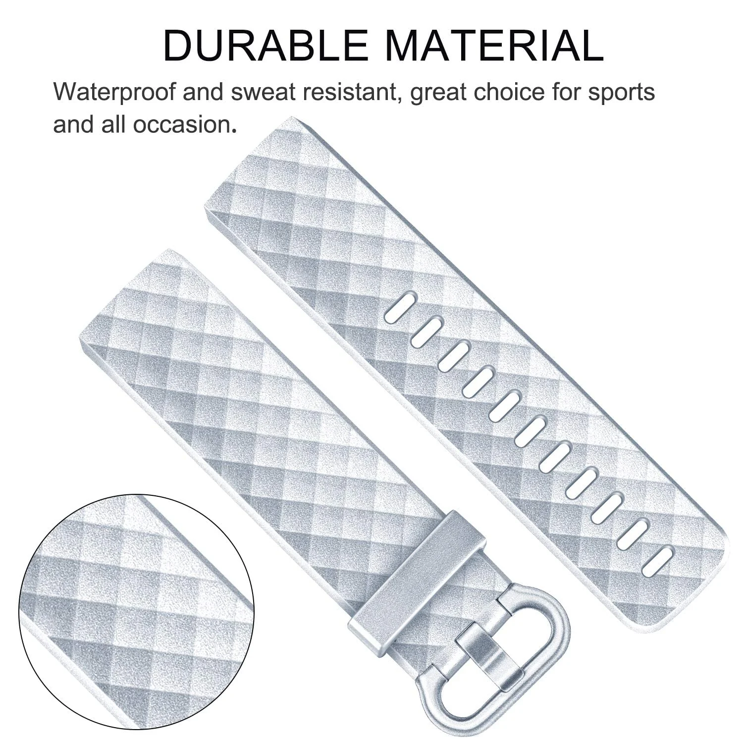 DL3 Mobilak Waterproof Bands for Fitbit Charge 4 / Fitbit Charge 3 / Charge3 SE, Replacement Wristbands for Women Men - Silver