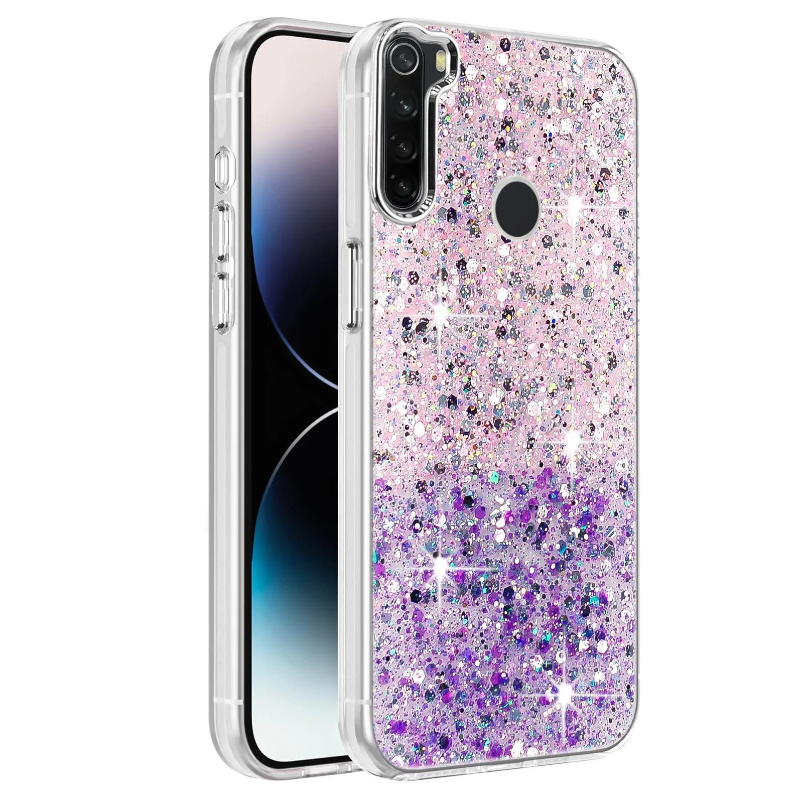 Xiaomi Redmi Note 8 — DL3 Mobilak Glitter Protective Case for Xiaomi Redmi Note 8, Supports wireless charging, Camera protection, Shock-absorbing protection