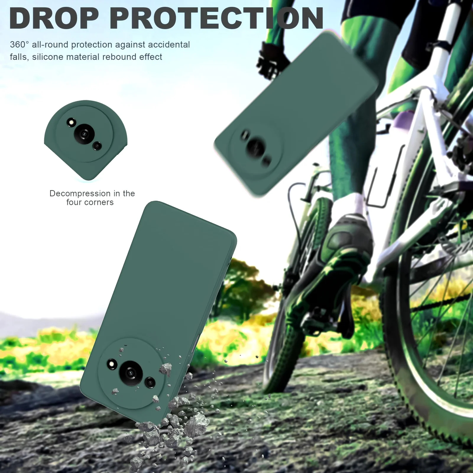DL3 Mobilak Liquid Silicone Case for Xiaomi Redmi A3, Shock-absorbing protection, Scratch-resistant surface, Soft microfiber lining - Green