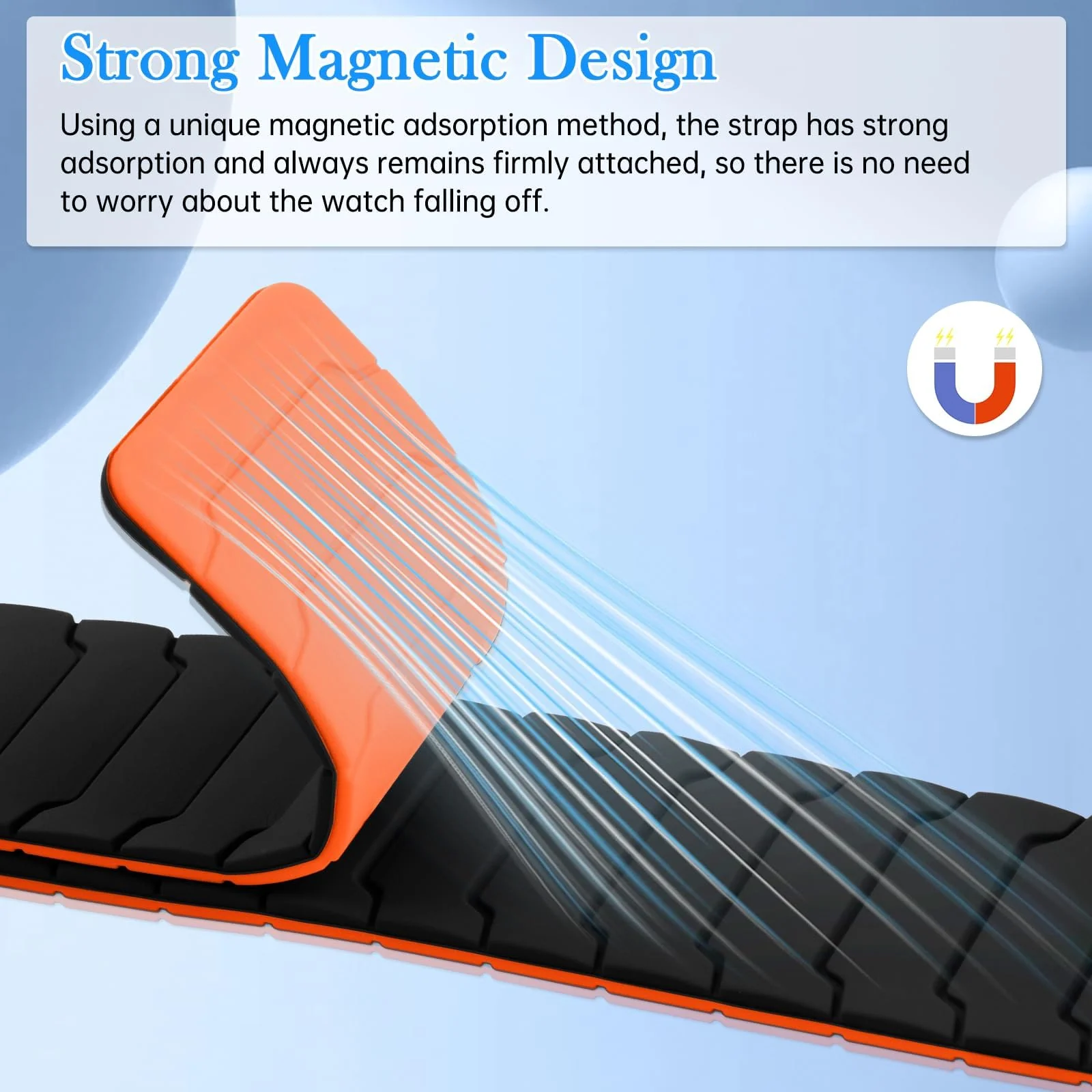 DL3 Mobilak Silicone Straps Compatible with Apple Watch Ultra Strap 49mm 46mm 45mm 44mm 42mm, Loop Band with Strong Magnetic Closure Designed for iWatch Ultra Ultra 2 Series 11 10 9 8 7 6 5 4 3 2 1 SE - Black Orange