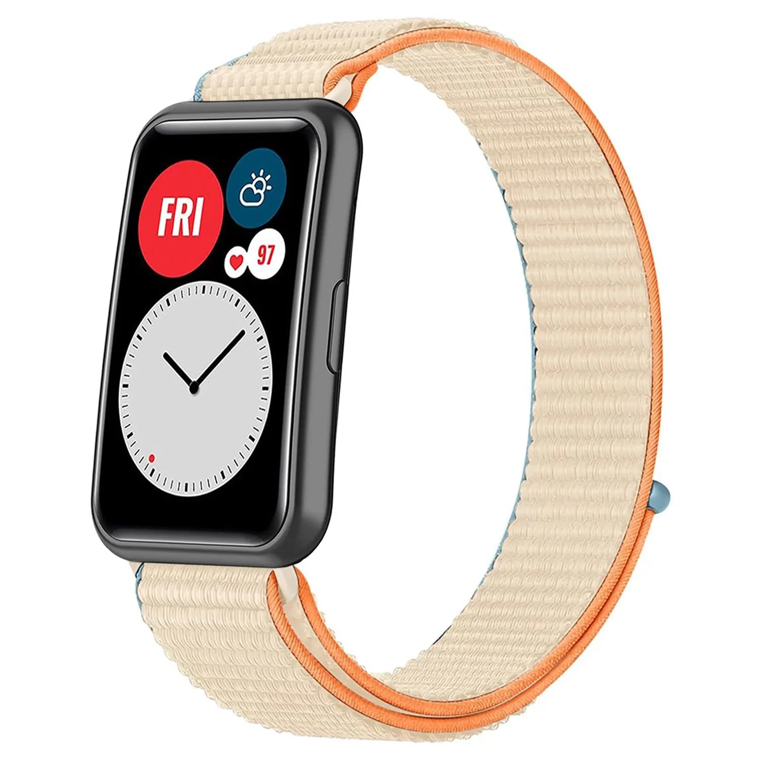 DL3 Mobilak Nylon Strap for Huawei Watch Fit Watch Band, Men and Women Breathable Elastic Bracelet, Adjustable Straps Replacement Band Sport Watchband for Huawei Watch Fit - Milk White