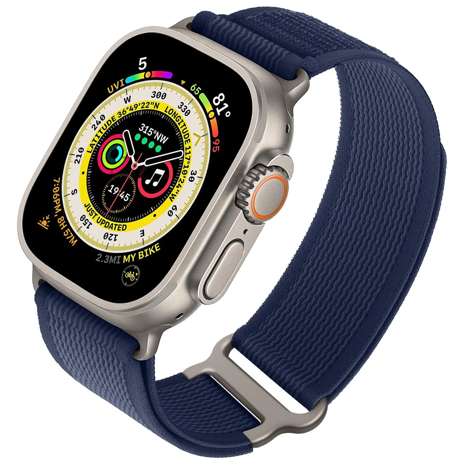 DL3 Mobilak Trail Loop Strap for Apple Watch Ultra Band 49mm 45mm 44mm 42mm iWatch Ultra Band Men Women, Rugged Sport Strap Soft Nylon Wristband for iWatch Ultra 2 Bands Series 9 8 7 6 5 4 3 2 1 SE - Midnight Blue