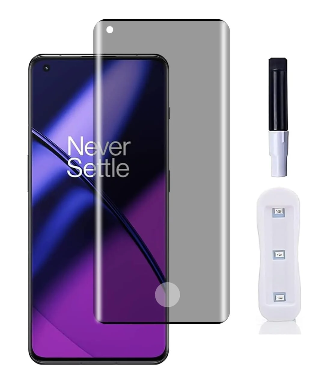 Mobigon Screen Protector for OnePlus 11 5G UV Glass Fingerprint Reader Support 3D Curved Anti-Spy Tempered Glass Screen Protector - Privacy