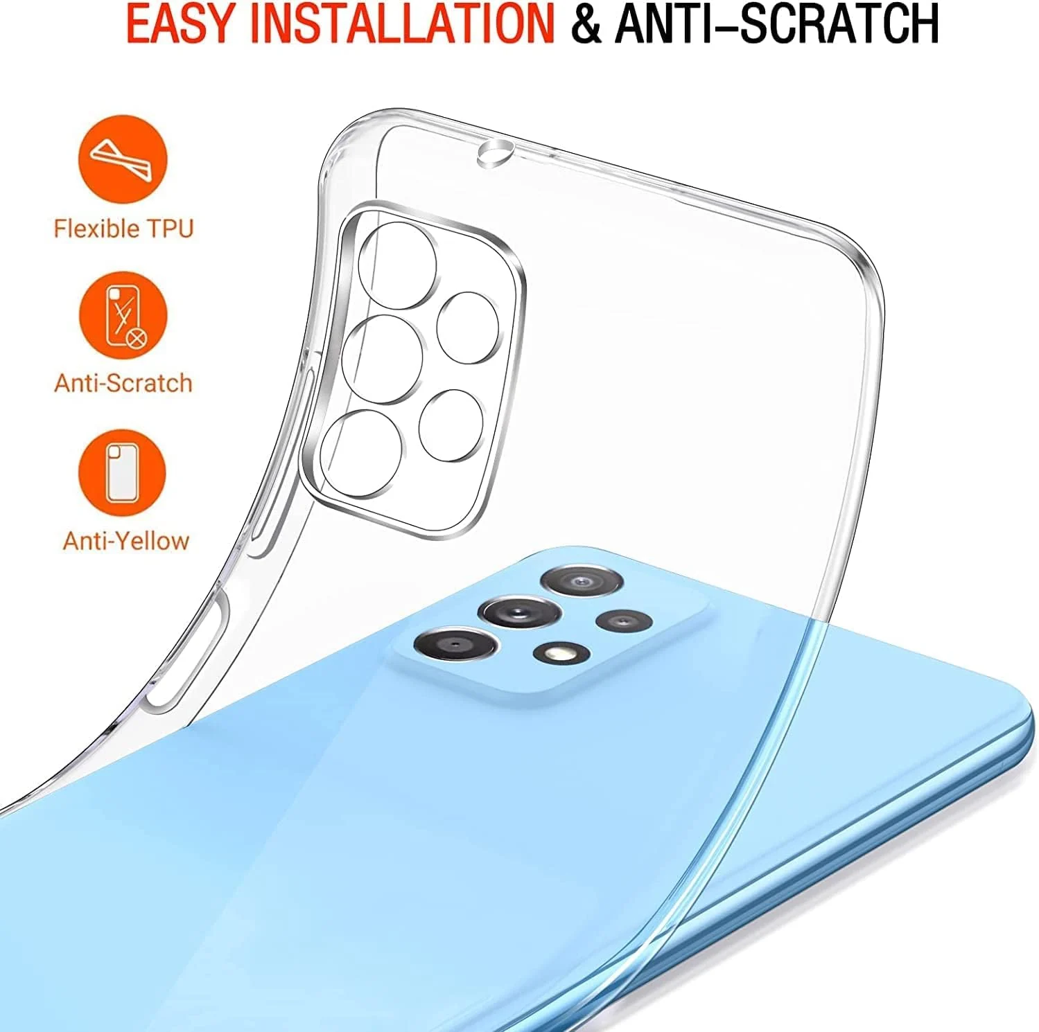 DL3 Mobilak Case Compatible with Samsung Galaxy A23 5G/4G Case Crystal Soft TPU Gel Case Flexible Silicone Anti-Scratch Camera Protection TPU Cover - Clear