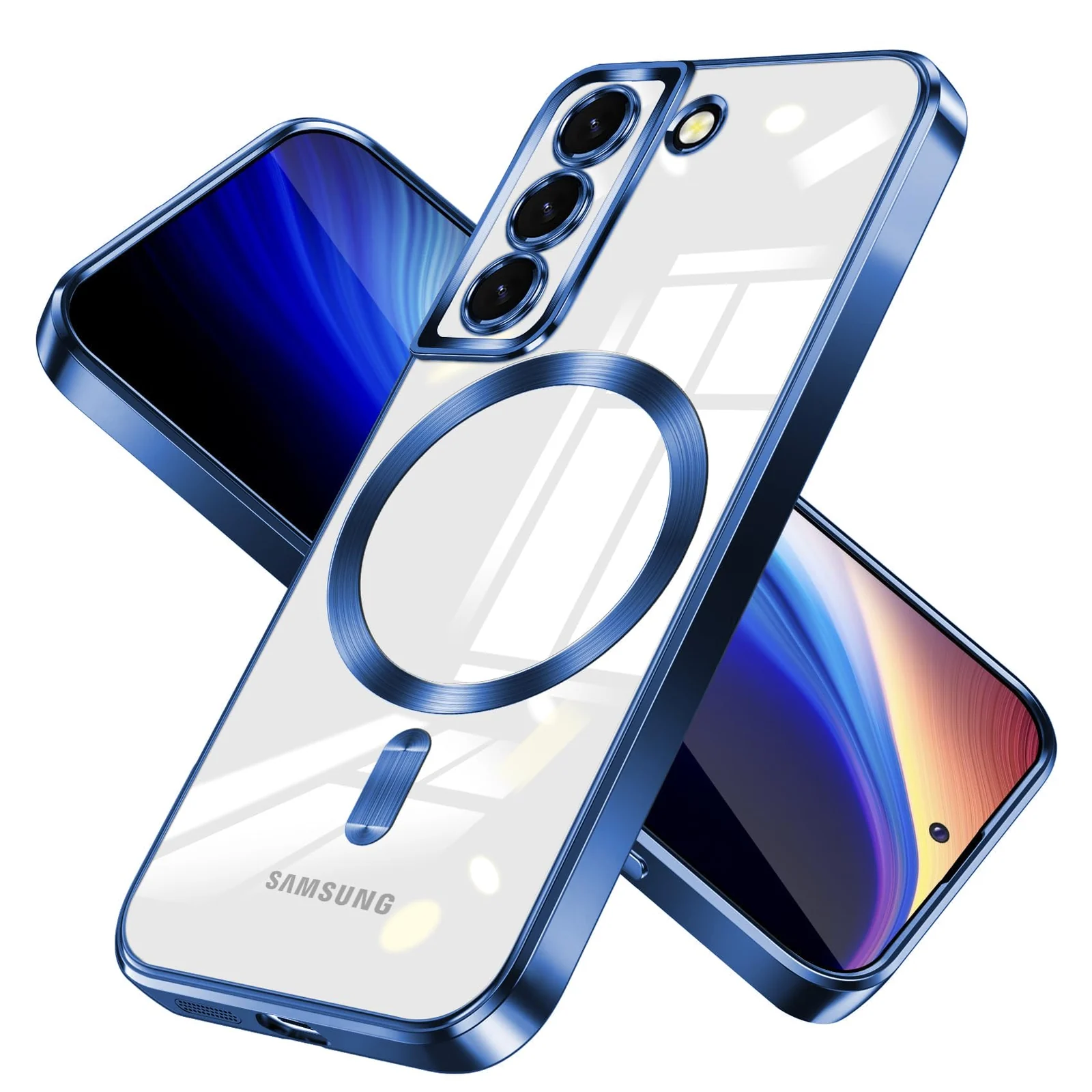 Dl3 Mobilak Samsung Galaxy S21 FE 5G Case, [Full Camera Cover Protection] [Compatible with MagSafe] Magnetic Metallic Glossy Slim Clear Luxury Soft Shockproof Case (Sierra Blue)