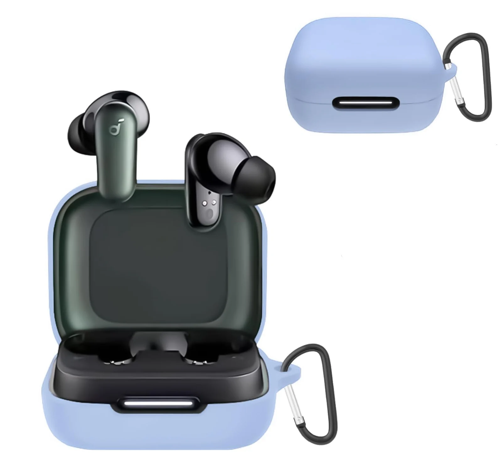 Anker Soundcore R50i NC / Anker P30i — DL3 Mobilak Compatible with Anker Soundcore R50i NC/Anker P30i Case Cover, Soft Silicone Shockproof Protective Case Wireless Earbuds with Carabiner, Front LED Visible