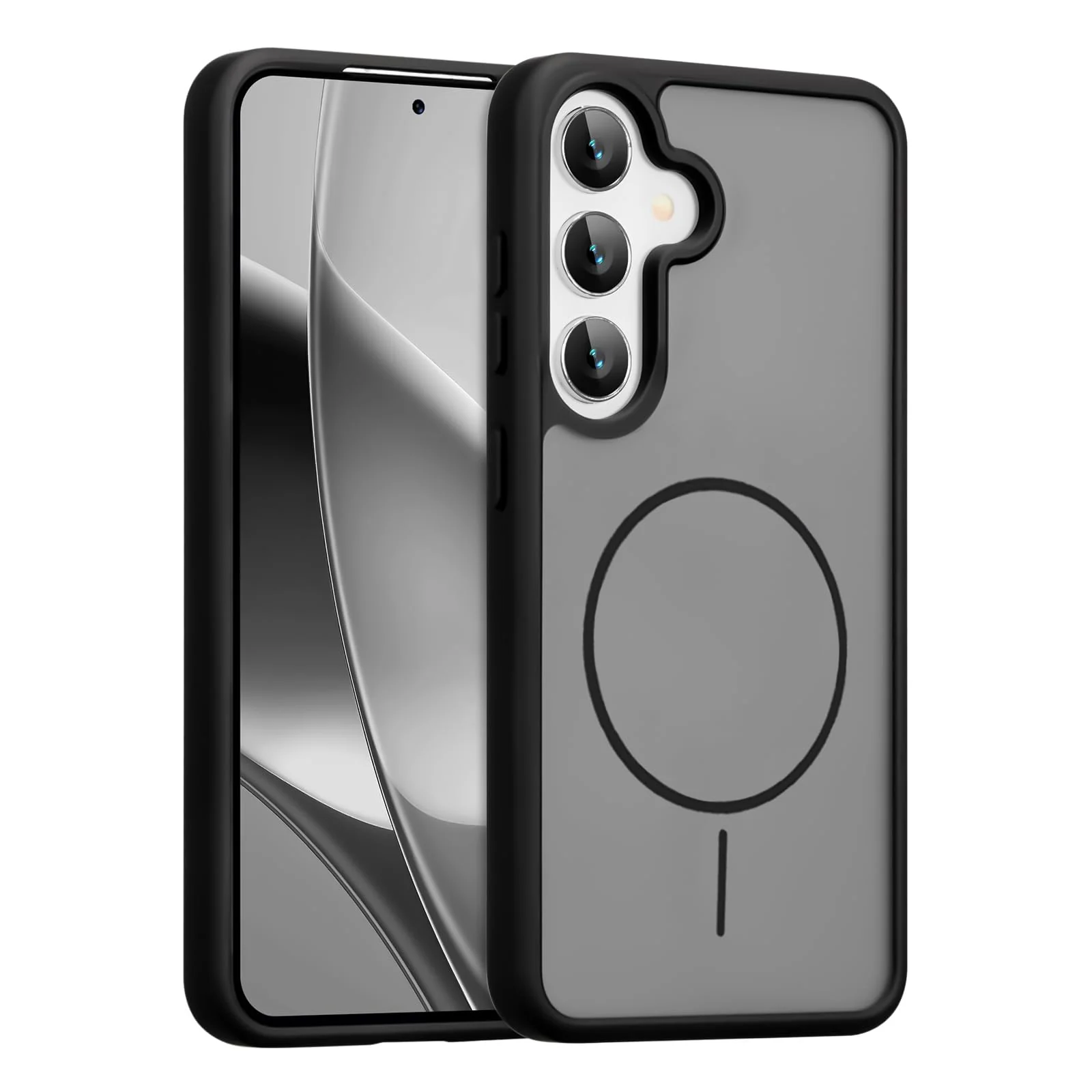 DL3 Mobilak Case For Samsung Galaxy A55 Translucent Matte PC Back & Soft TPU Edge, [Not Compatible with MagSafe] Anti-Scratch Shockproof Protective Cover with Full Camera Protection - Black