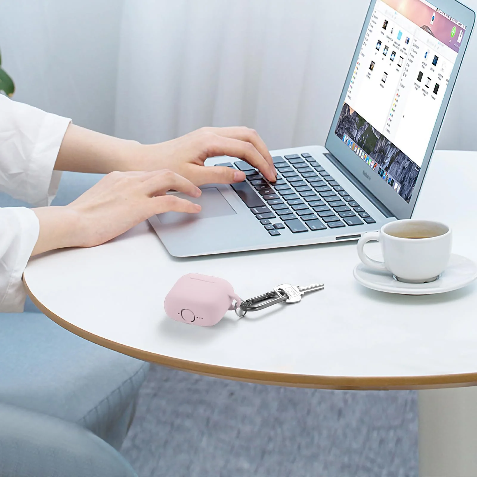 DL3 Mobilak Compatible with AirPods 4 Case (2024), Soft Silicone Full Protective Case Cover with Keychain, For Apple AirPods 4th Generation for Women Men - Pink Sand