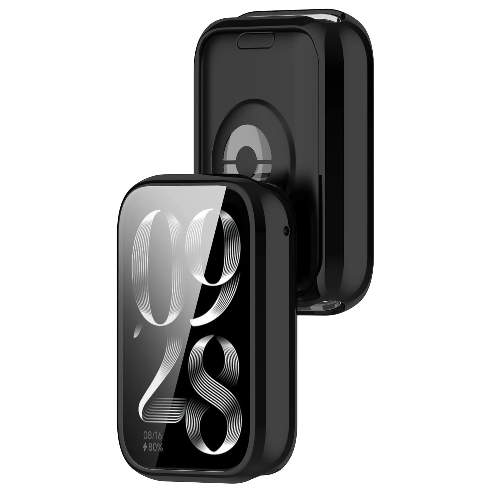 DL3 Mobilak Protective Case compatible with Xiaomi Smart Band 8 Pro/Mi Band 8 Pro, All-around Flexible TPU Case with Built-in Screen Protector, Soft Frame & Shockproof Cover - Black
