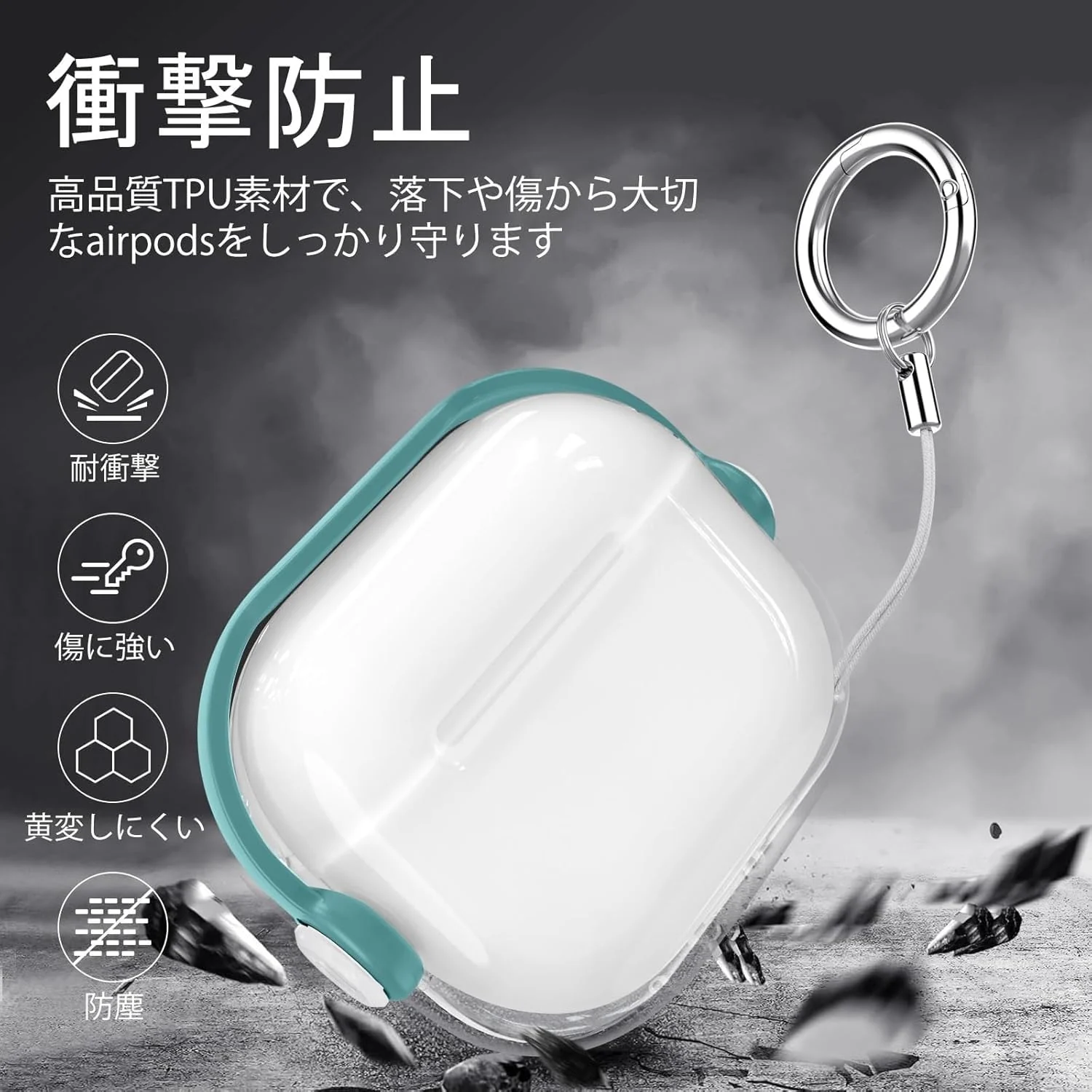DL3 Mobilak Case for Apple AirPods 4 [With Closure Lid] [Front LED Visible] [With Wrist Strap] Skin Case Compatible with AirPods 4(2024) - Clear Green