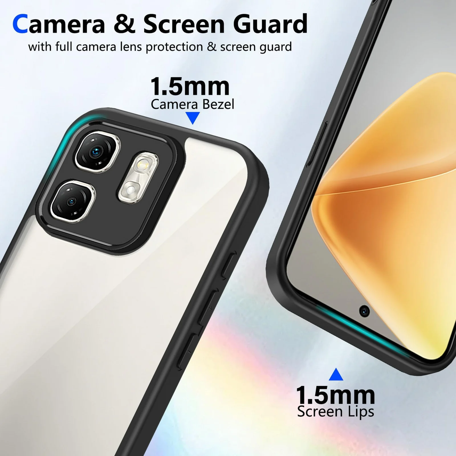 DL3 Mobilak Compatible with Infinix Smart 9 / Infinix Hot 50i Case Transparent, Military-Grade Shockproof Anti-Yellowing, Slim Protective Phone Case Full Bumper Cover With Camera Protective - Black