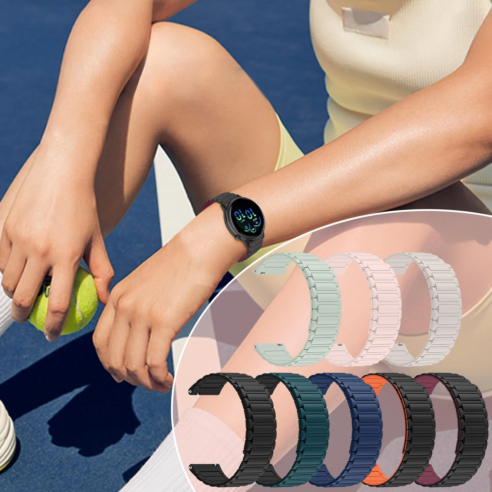 DL3 Mobilak 22mm Silicone Magnetic Strap for Xiaomi Redmi Watch 5 Active/5 Lite/Samsung Galaxy Watch 46mm/Watch 3 45mm/Gear S3/Huawei watch (GT6 GT5 GT4 GT3 GT2 GT 46MM)/GT2E/GT6 Pro/GT 5 Pro/Amazfit GTR4/Bip 6 - Black Wine Red
