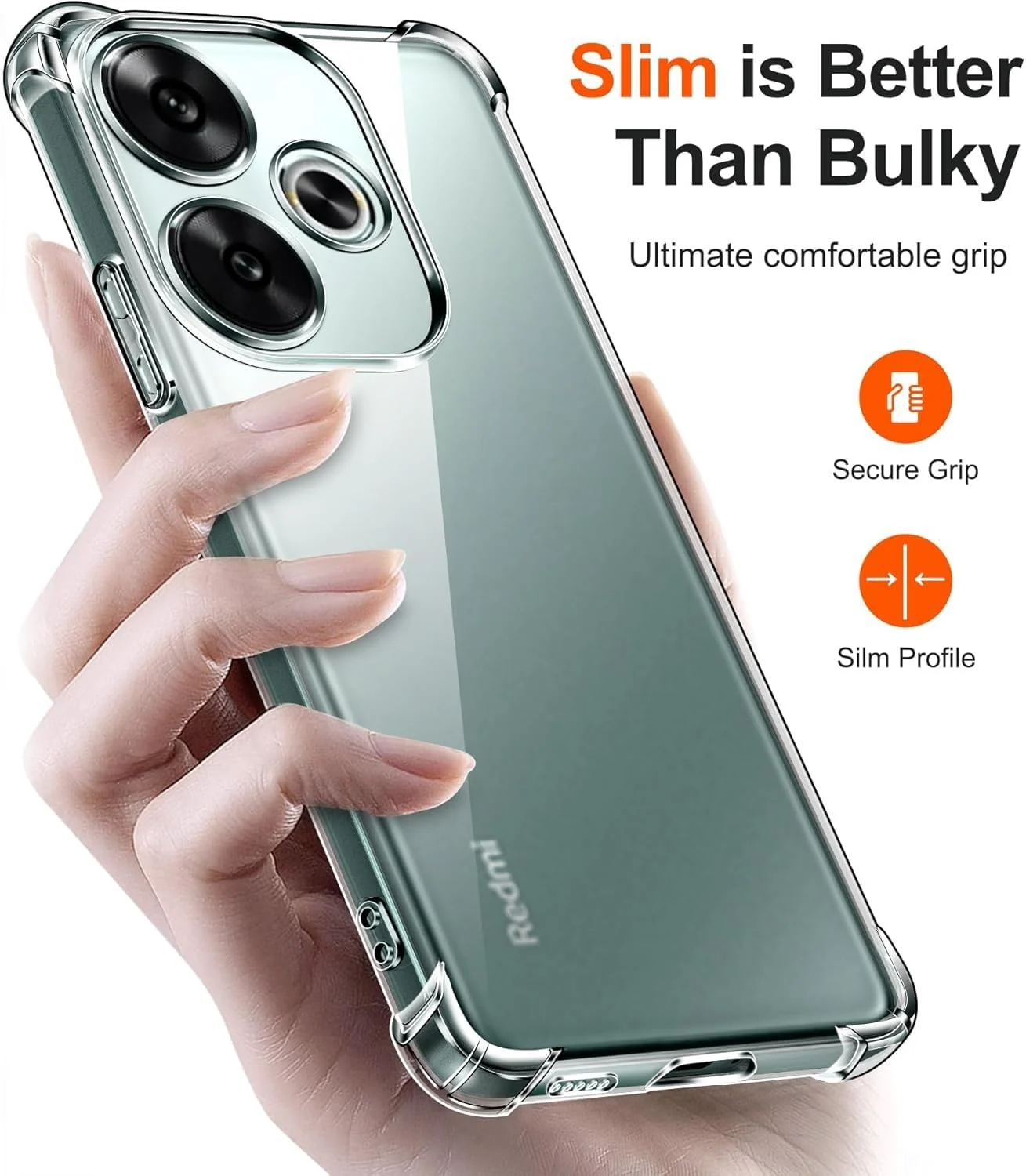 DL3 Mobilak Case Compatible with Xiaomi Poco F6 5G, Cover Silicone Transparent TPU Gorilla Anti-shock Protector Camera Shockproof Corners - Clear