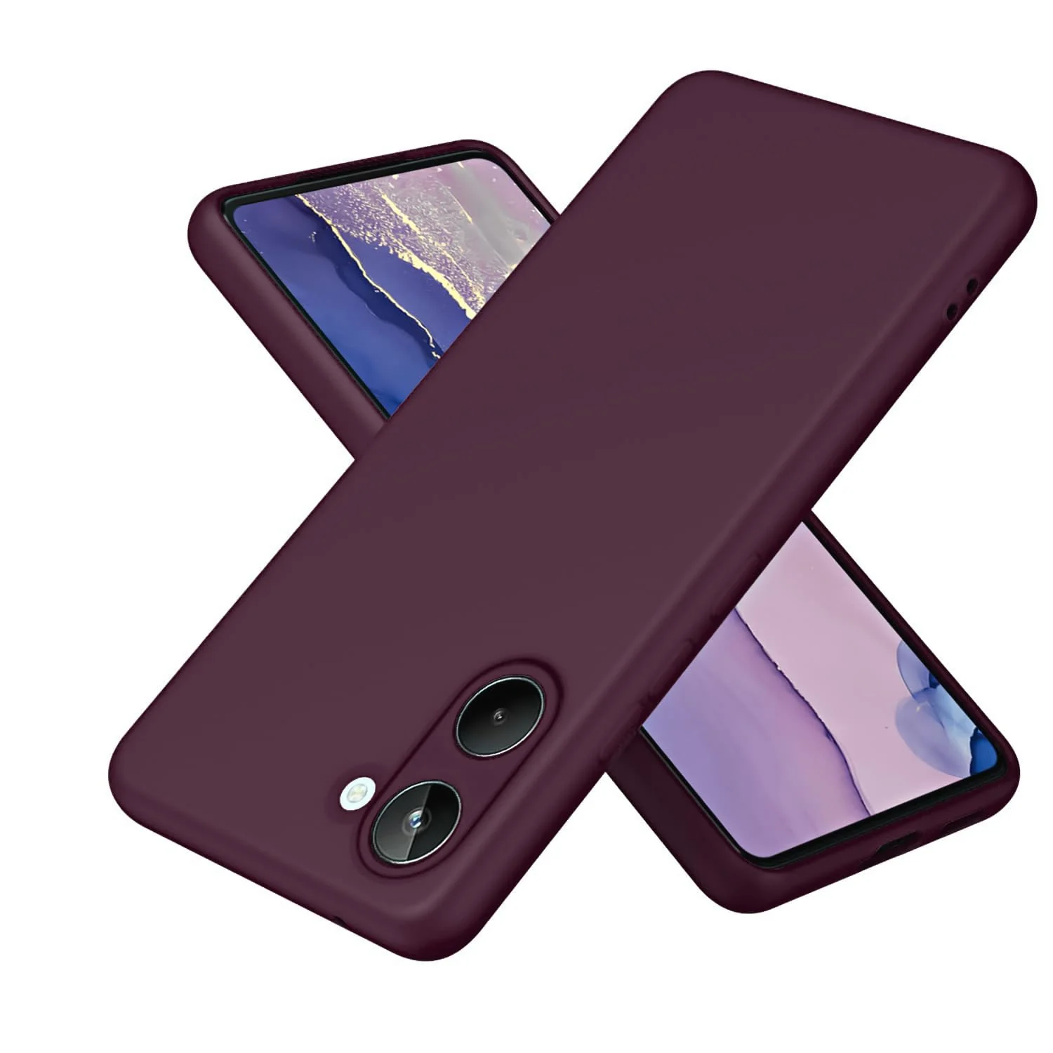 DL3 Mobilak Liquid Silicone Protective Case for realme 10 4G with Microfiber Lining and Shockproof Design - Wine Red