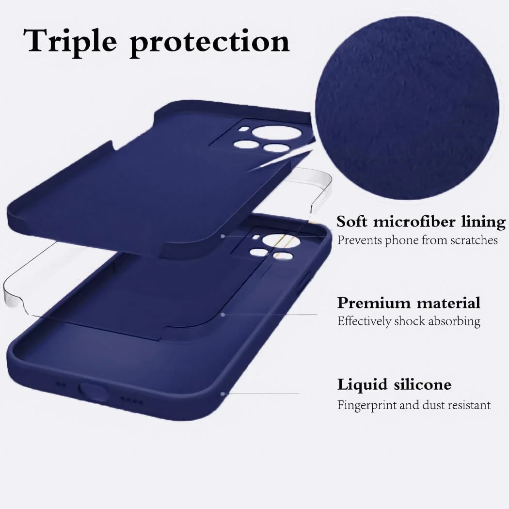DL3 Mobilak Soft Silicone Protective Case for OnePlus 10R with Microfiber Lining and Shockproof Design - Blue